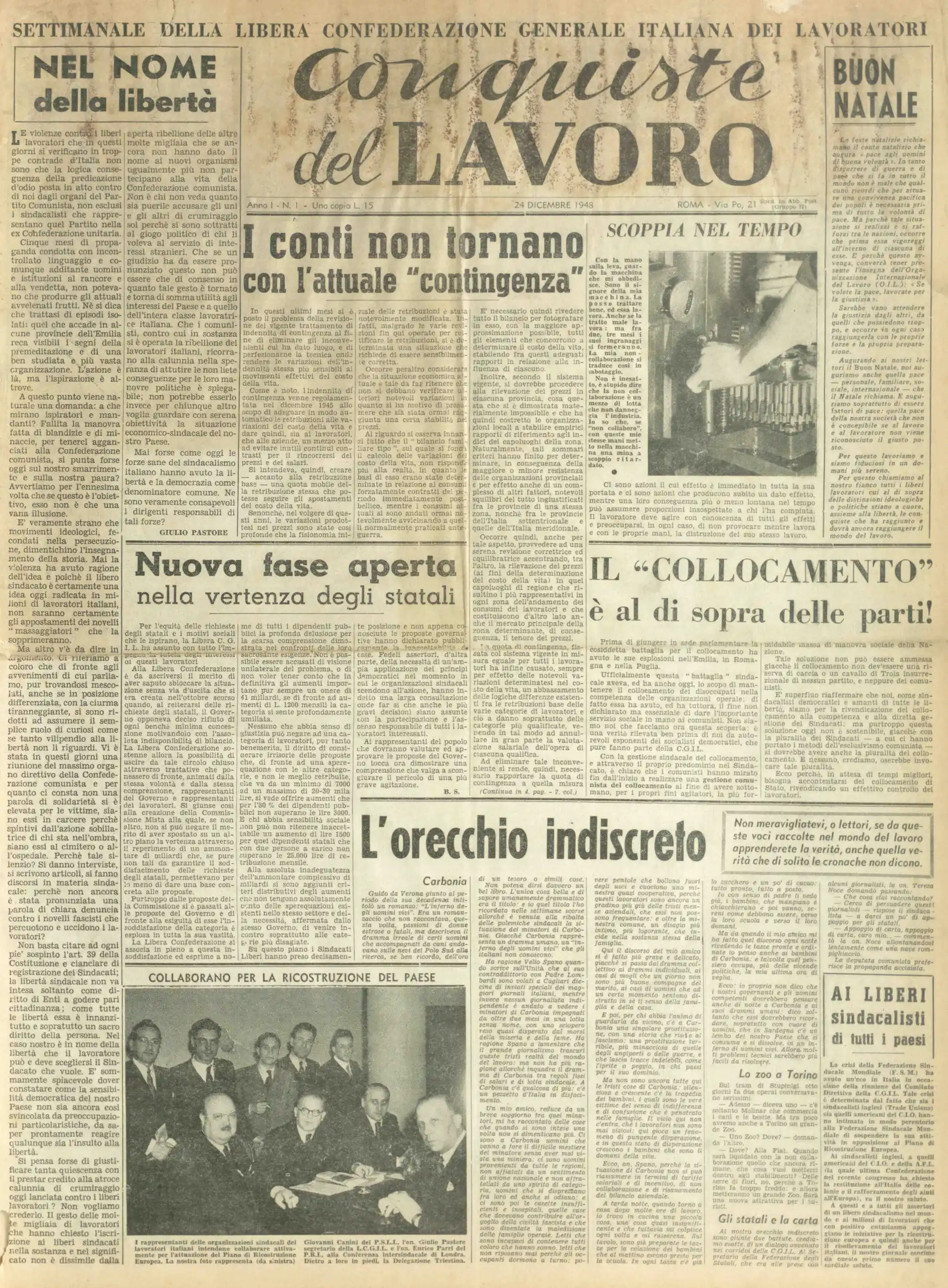 Conquiste del Lavoro del 24/12/1948 N. 1 Anno 1