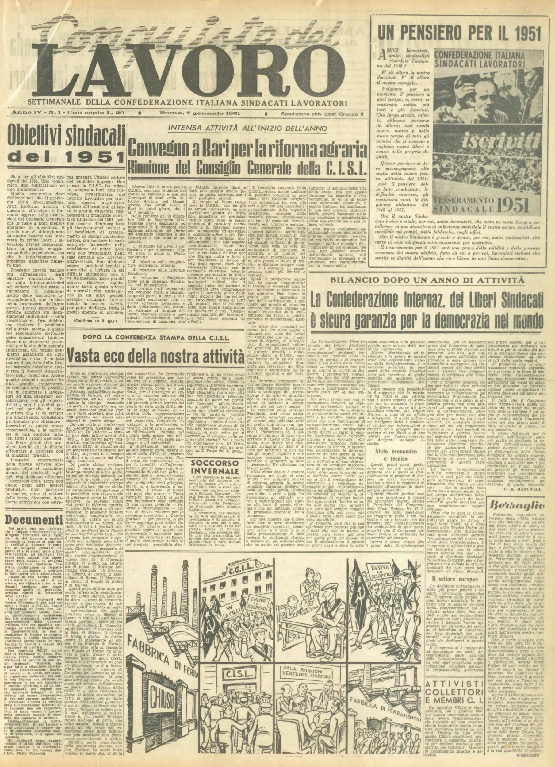 Conquiste del Lavoro del 07/01/1951 N. 1 Anno 4