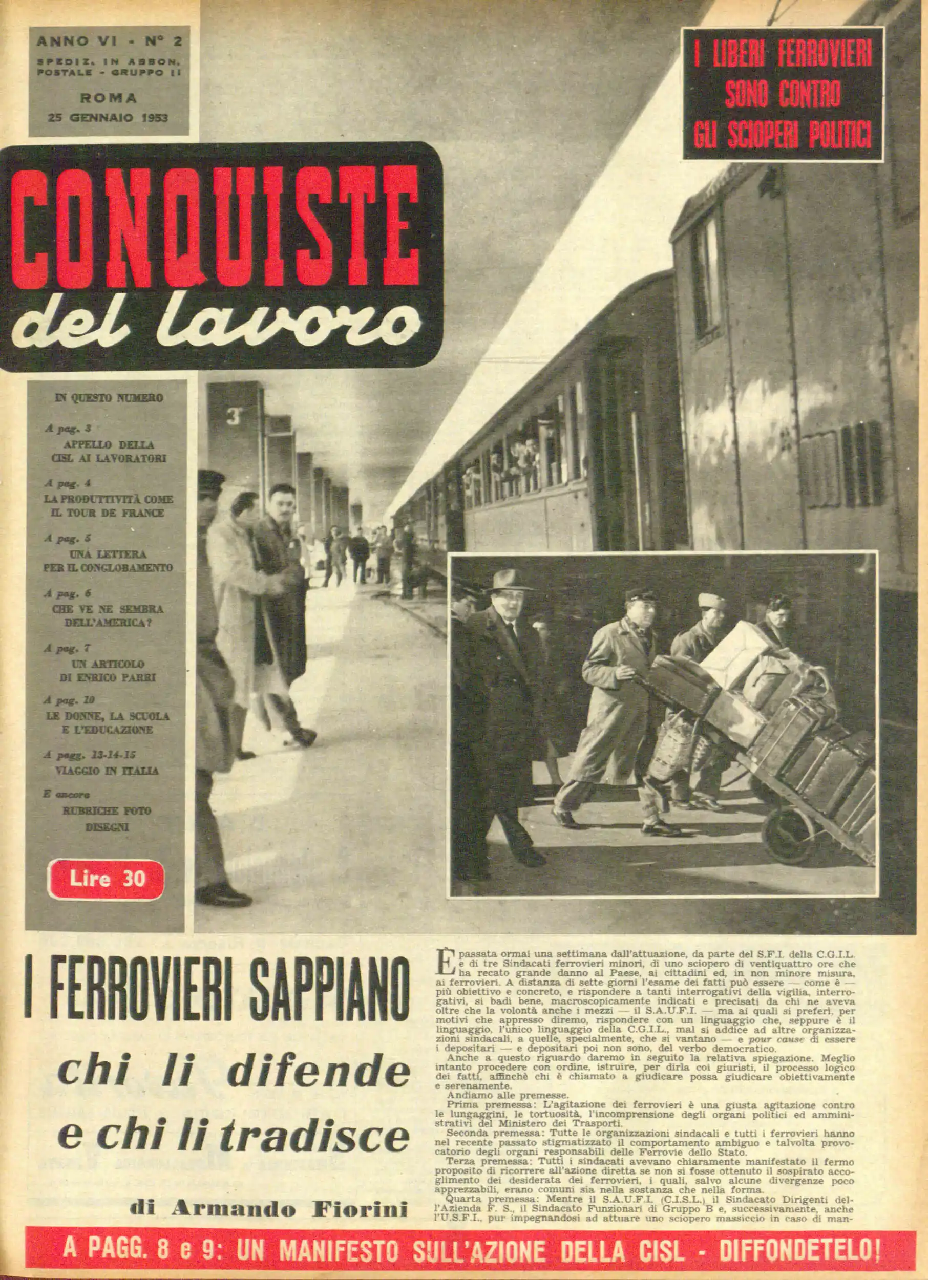 Conquiste del Lavoro del 25/01/1953 N. 2 Anno 6