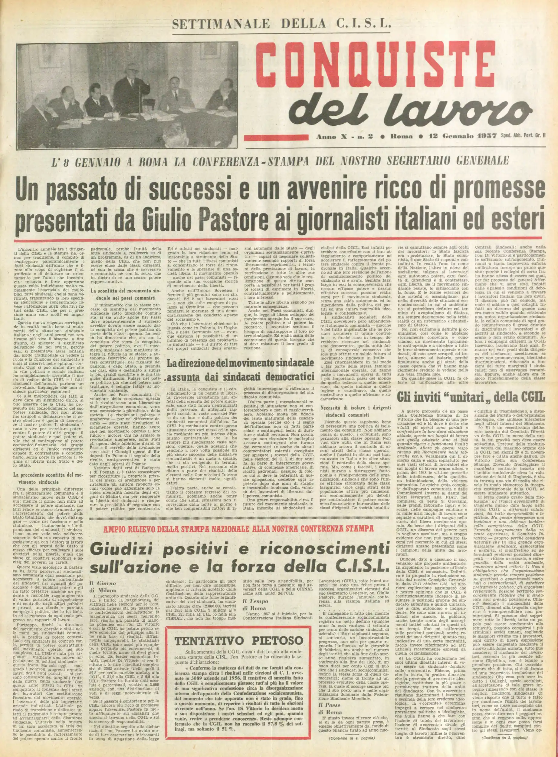 Conquiste del Lavoro del 12/01/1957 N. 2 Anno 10