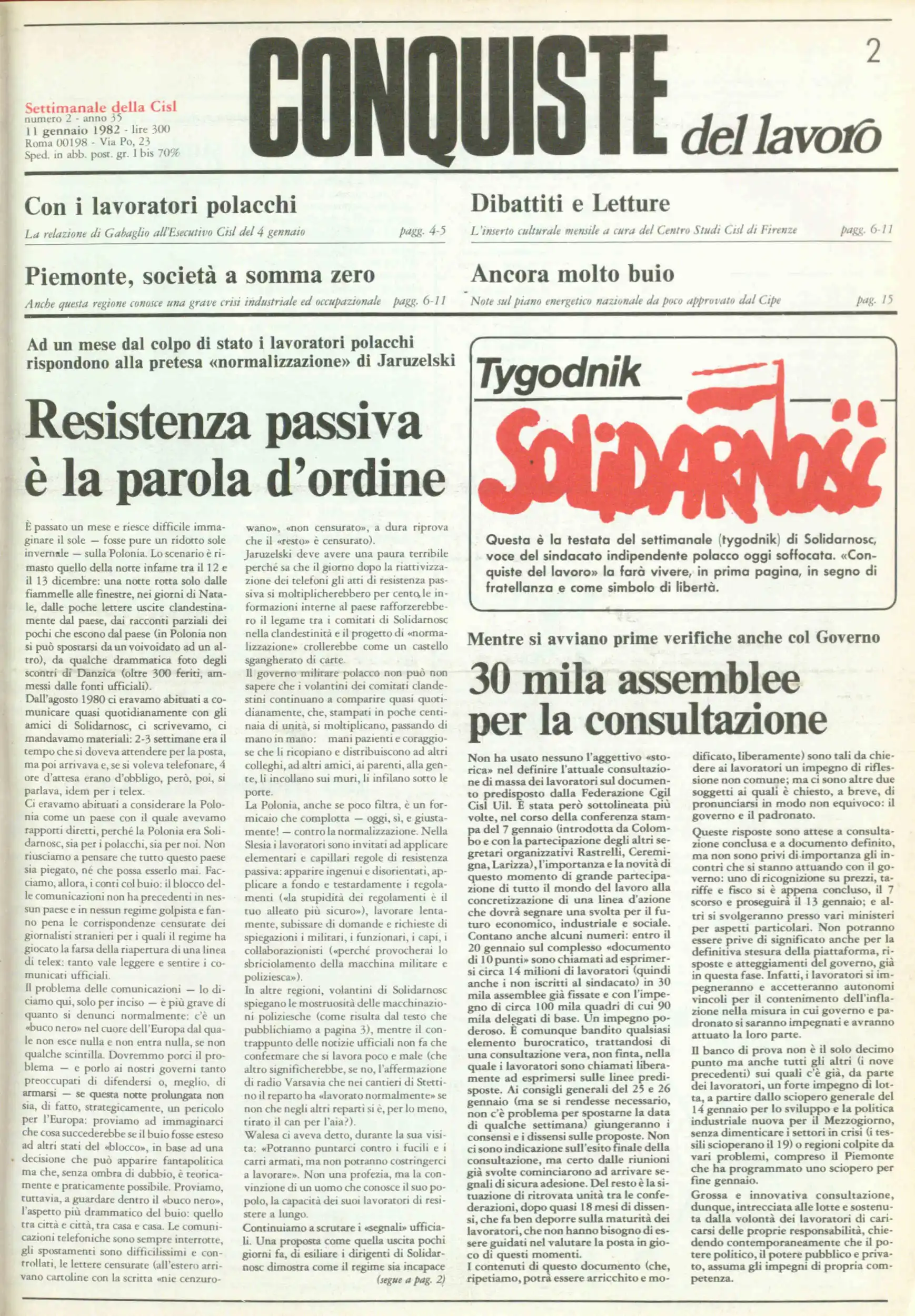 Conquiste del Lavoro del 11/01/1982 N. 2 Anno 35