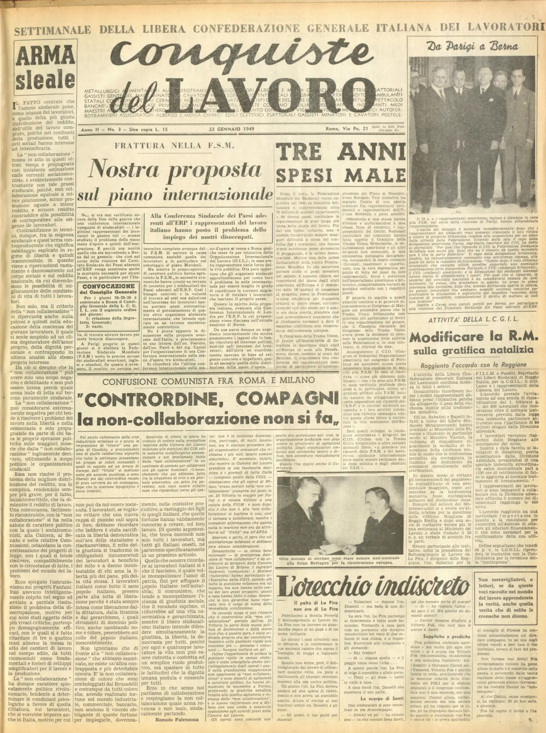 Conquiste del Lavoro del 23/02/1949 N. 3 Anno 2
