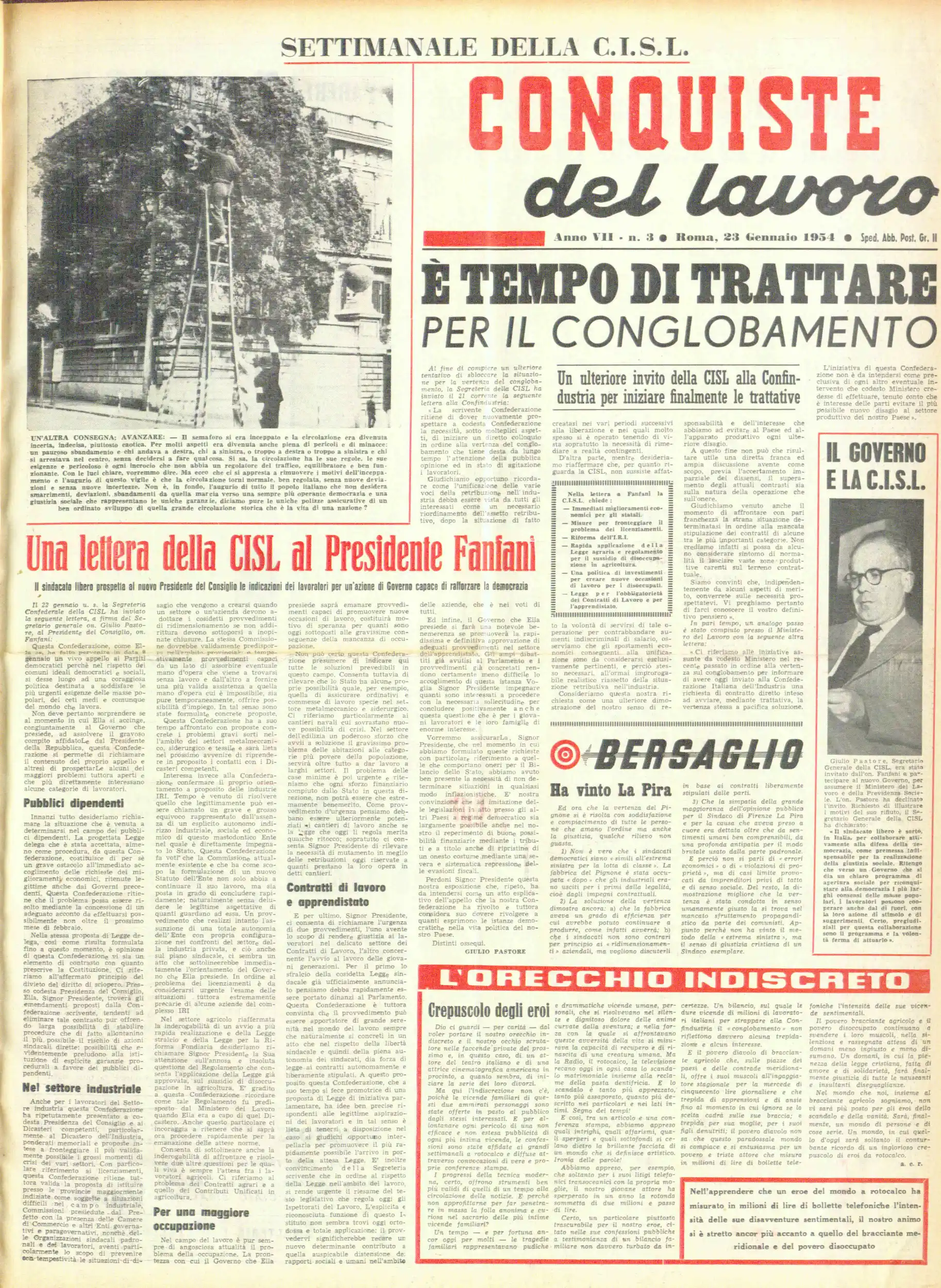 Conquiste del Lavoro del 23/01/1954 N. 3 Anno 7