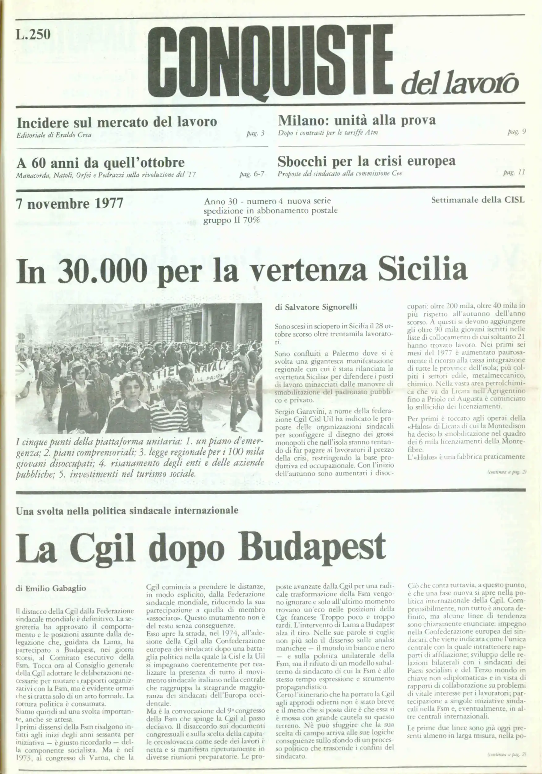 Conquiste del Lavoro del 07/11/1977 N. 4 Anno 30