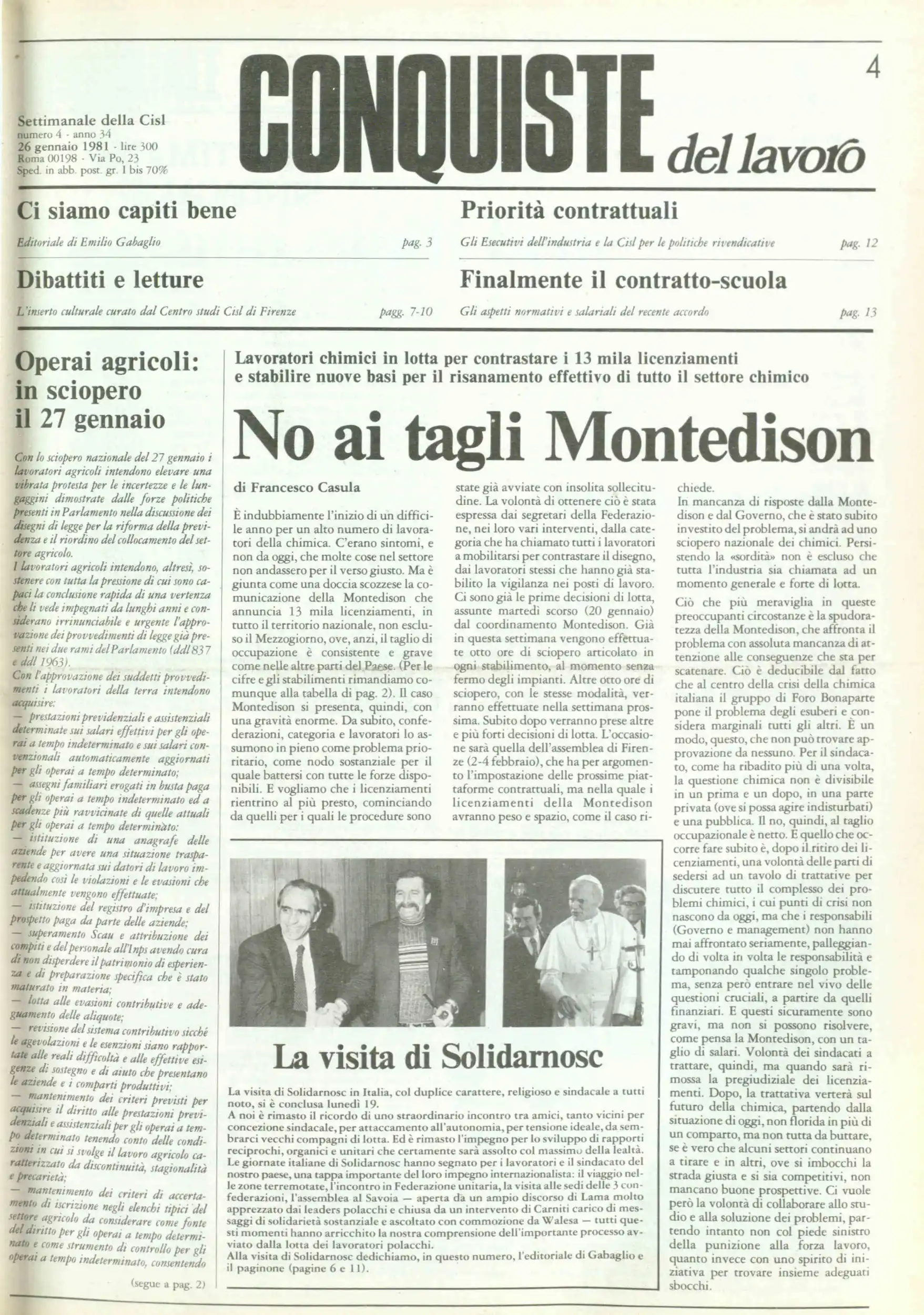 Conquiste del Lavoro del 26/01/1981 N. 4 Anno 34