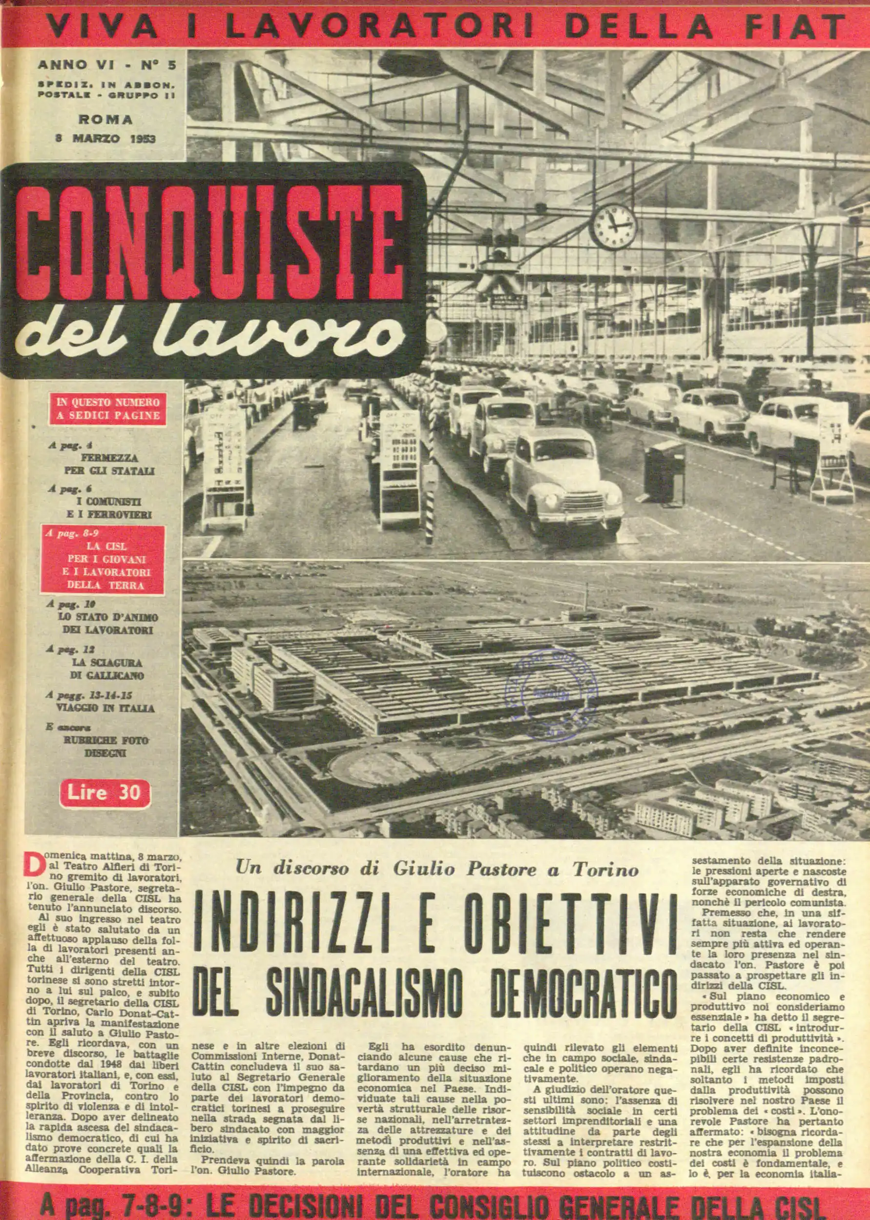 Conquiste del Lavoro del 08/03/1953 N. 5 Anno 6