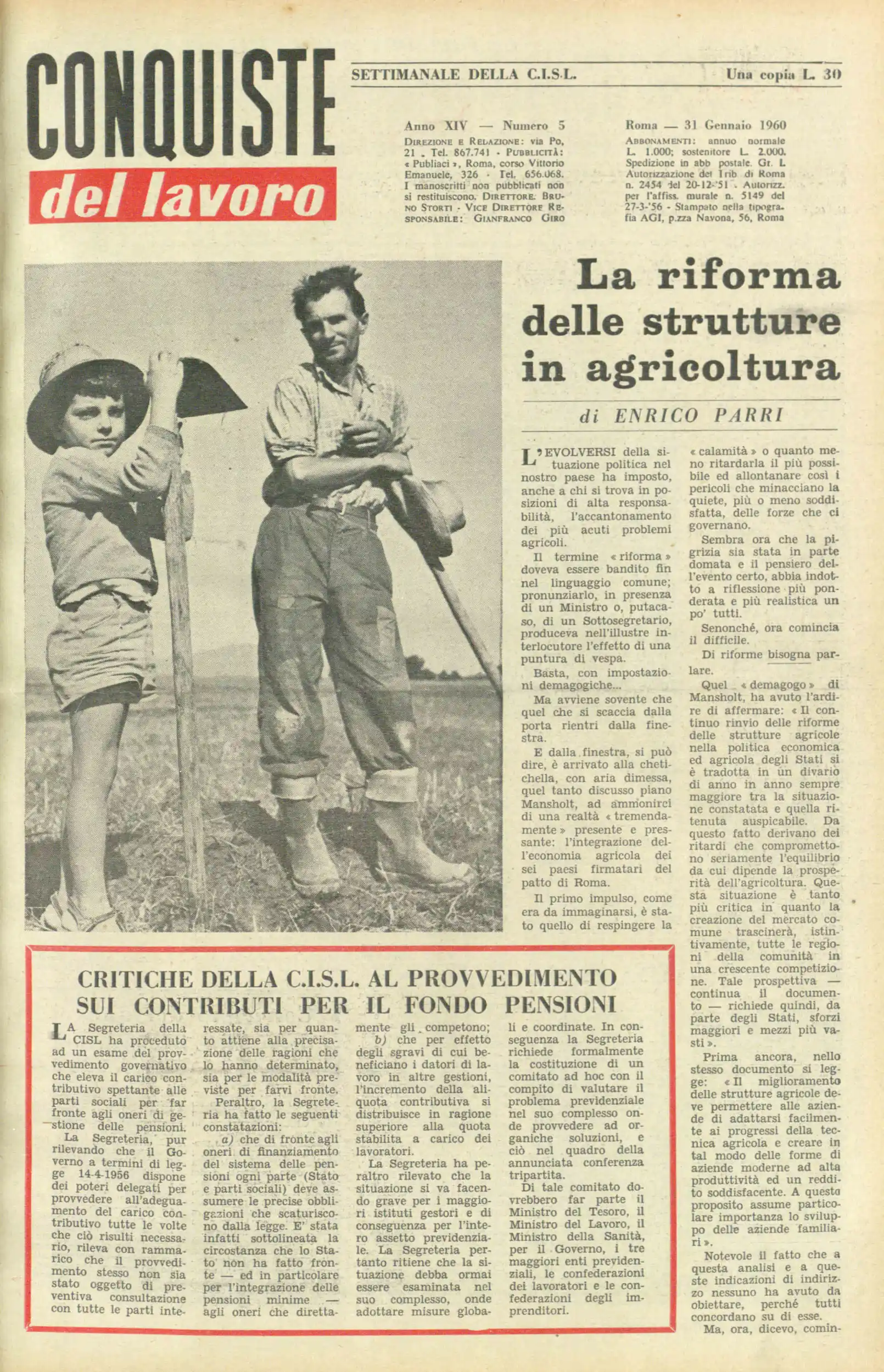 Conquiste del Lavoro del 31/01/1960 N. 5 Anno 13