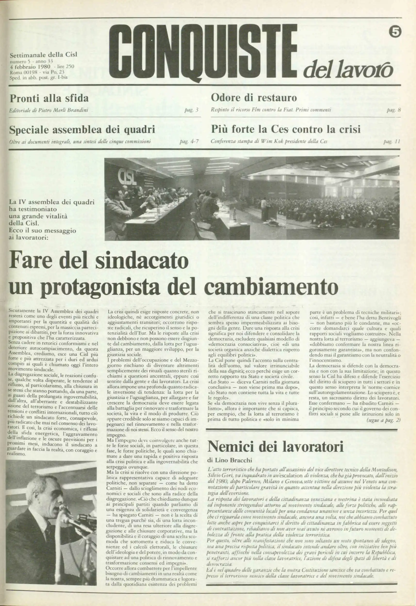 Conquiste del Lavoro del 04/02/1980 N. 5 Anno 33