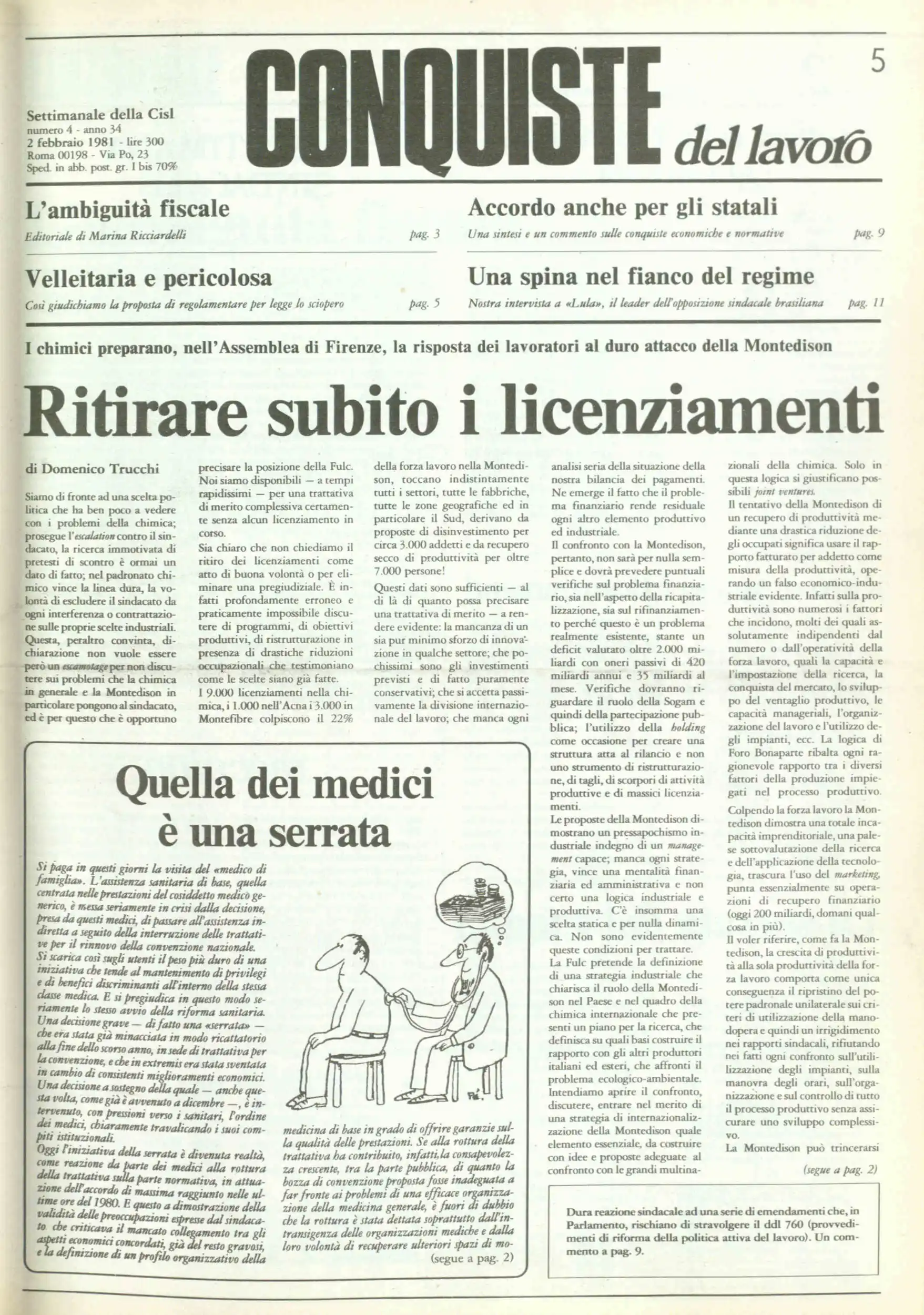Conquiste del Lavoro del 02/02/1981 N. 5 Anno 34