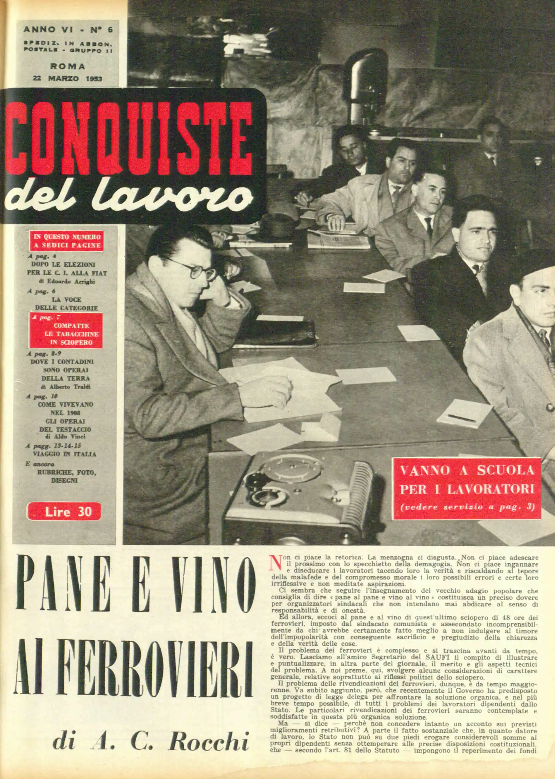 Conquiste del Lavoro del 22/03/1953 N. 6 Anno 6