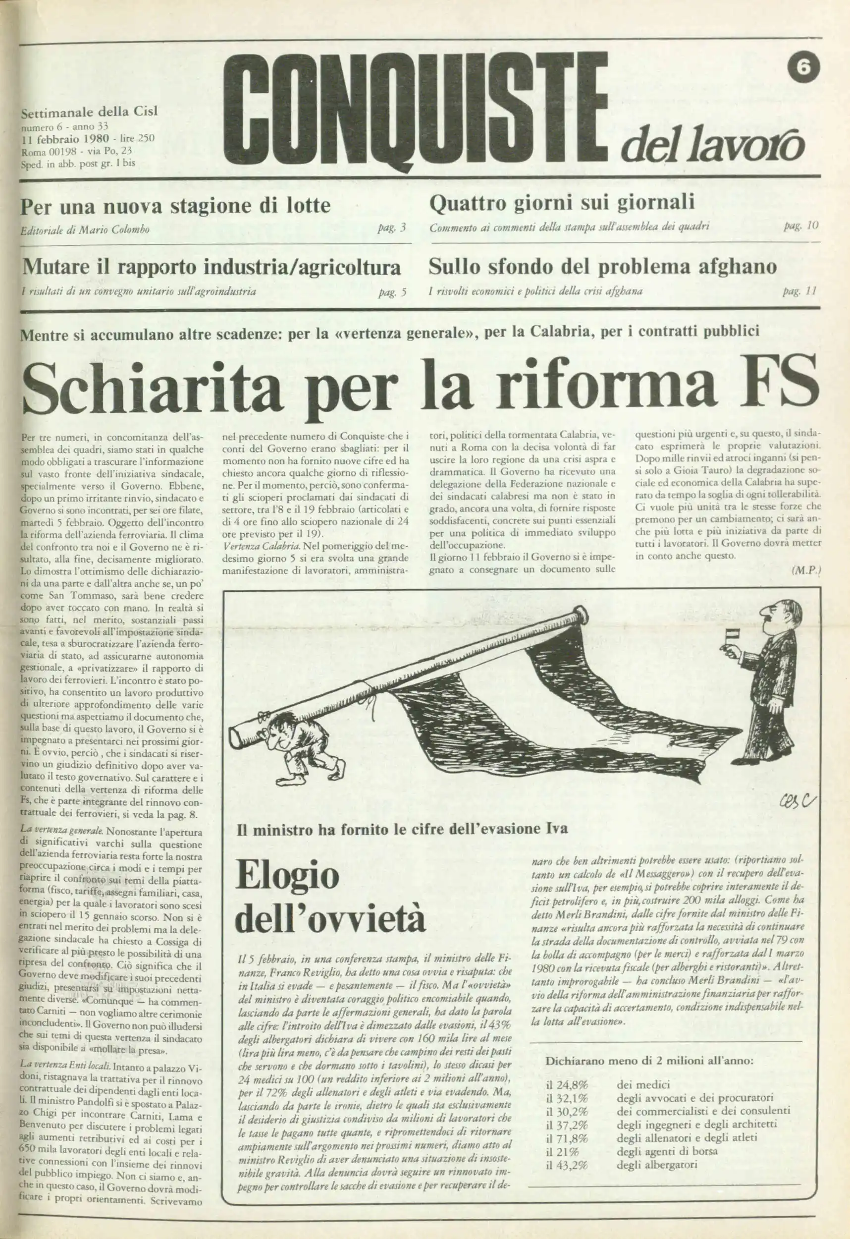 Conquiste del Lavoro del 11/02/1980 N. 6 Anno 33