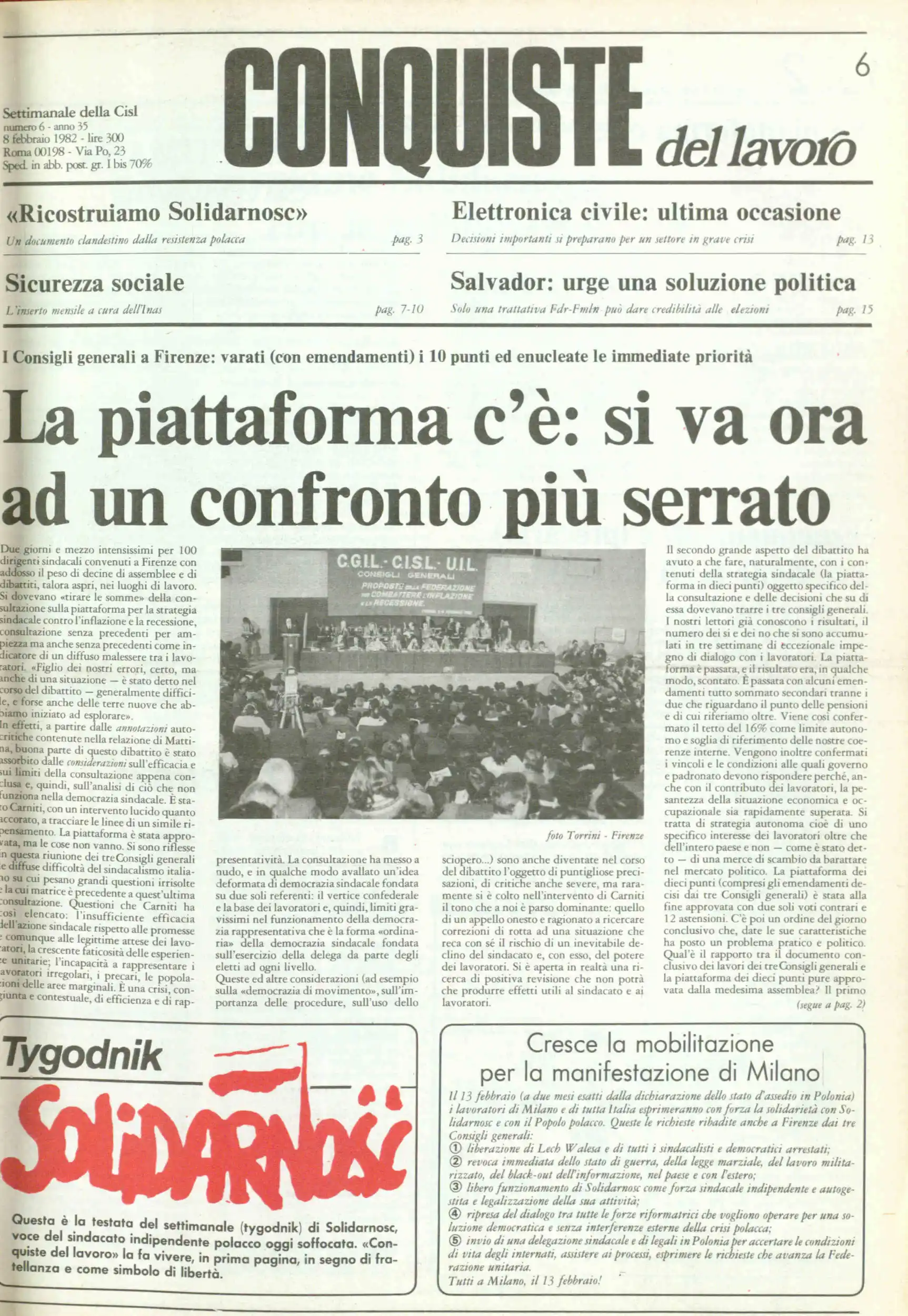 Conquiste del Lavoro del 08/02/1982 N. 6 Anno 35