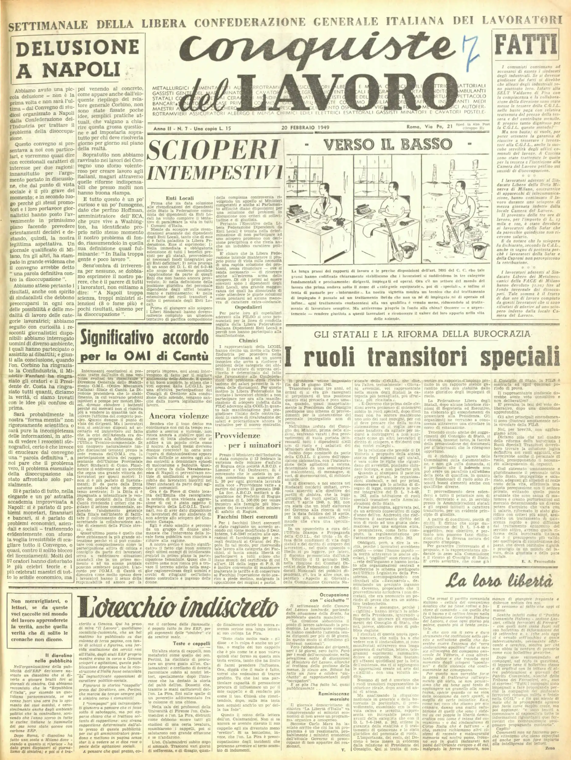 Conquiste del Lavoro del 20/02/1949 N. 7 Anno 2