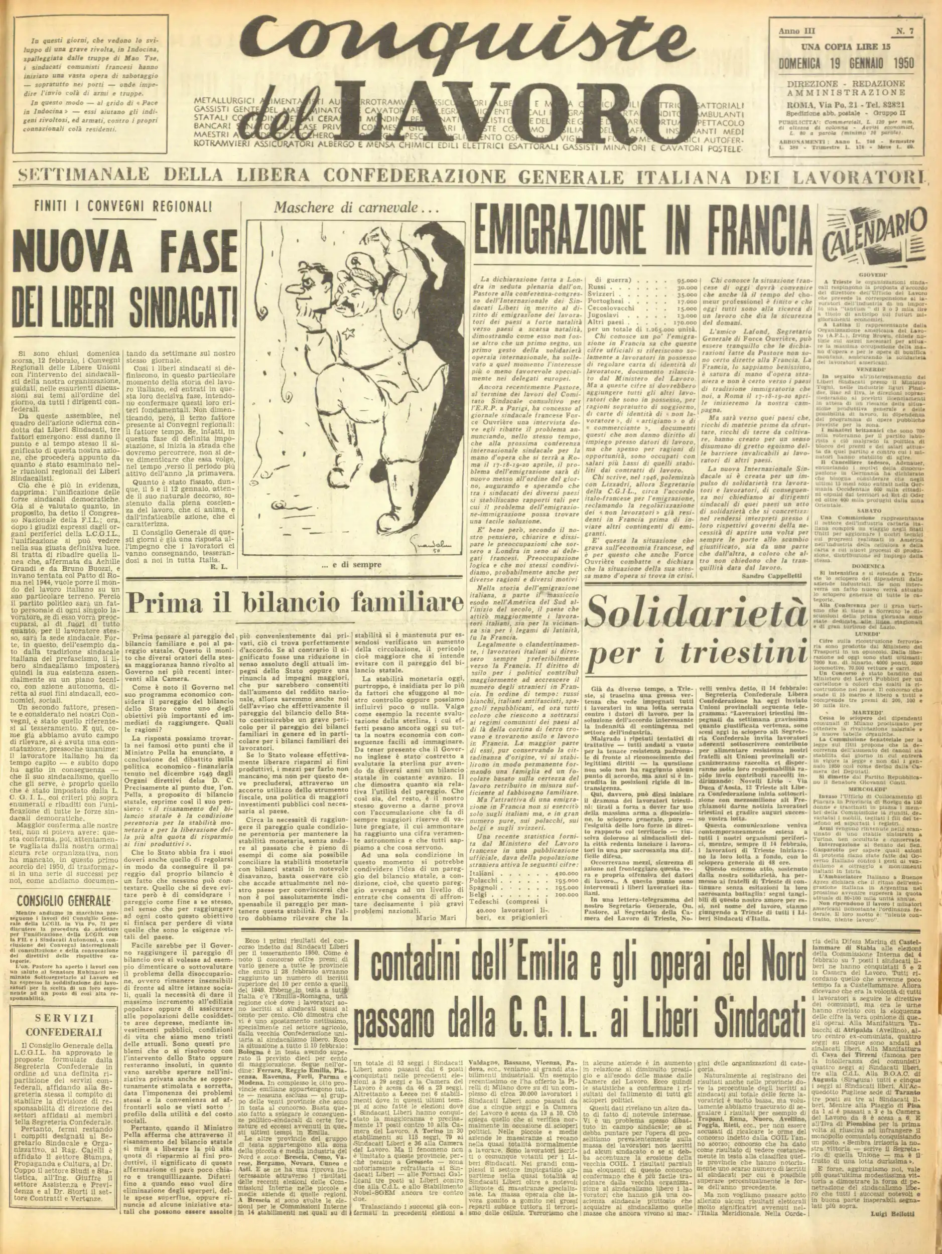 Conquiste del Lavoro del 19/02/1950 N. 7 Anno 3