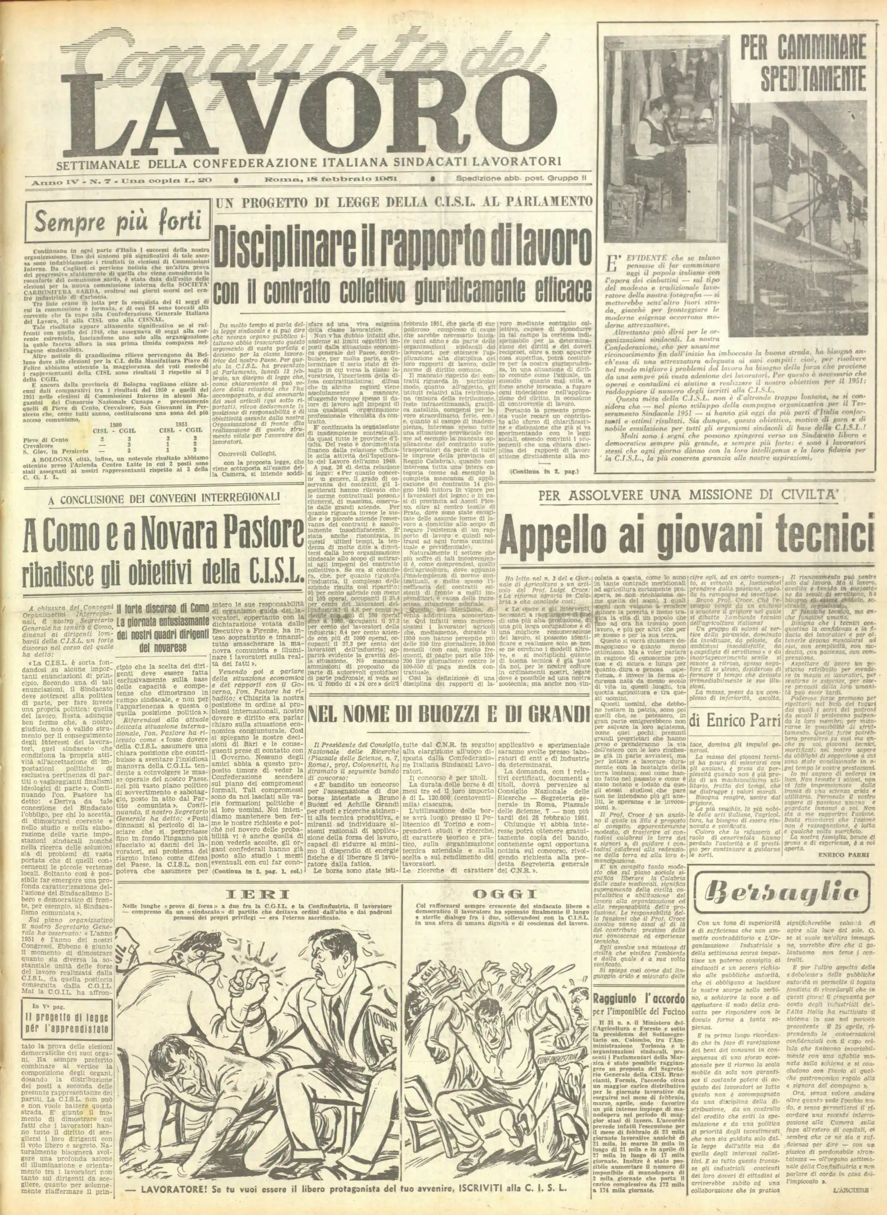 Conquiste del Lavoro del 18/02/1951 N. 7 Anno 4