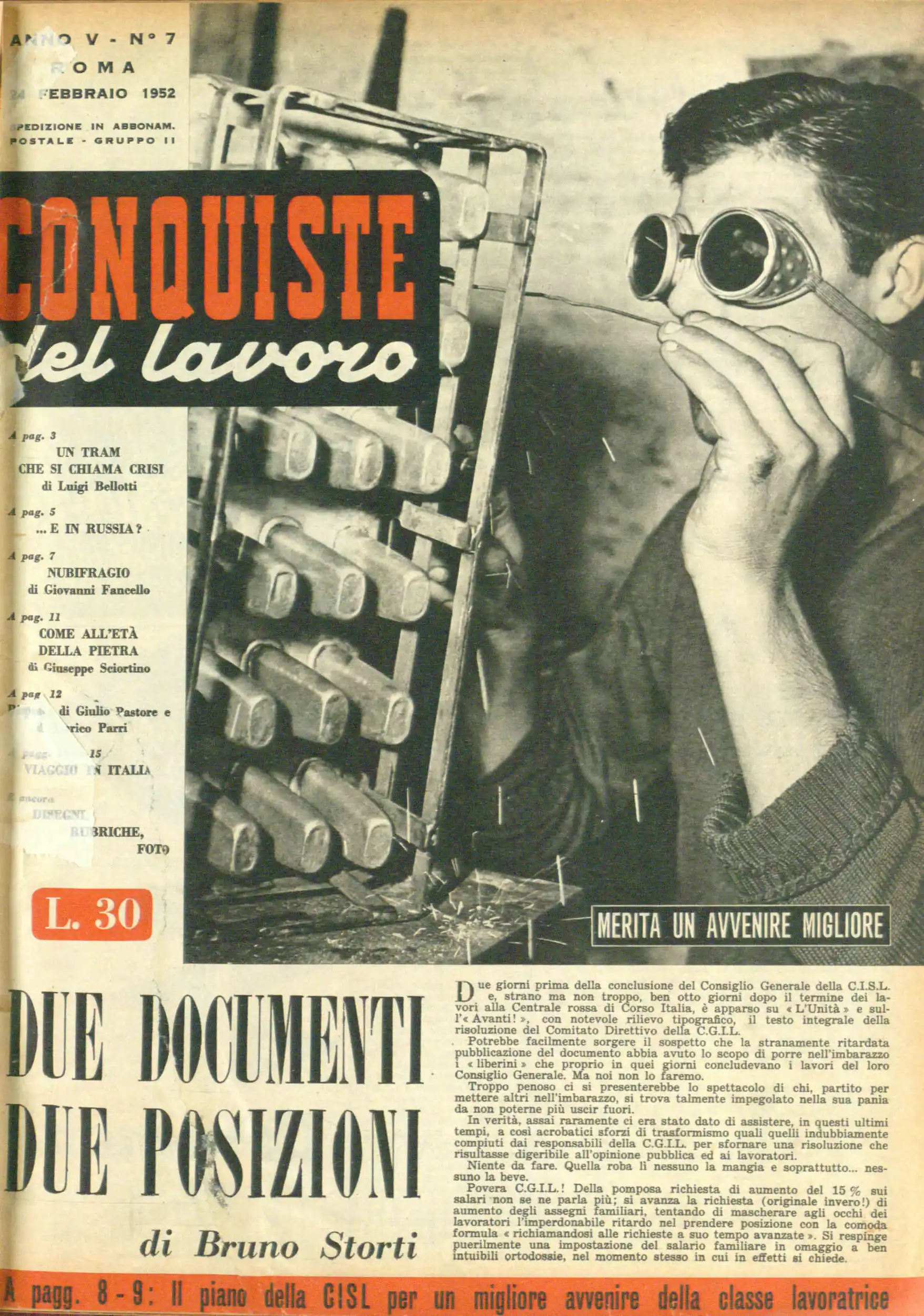 Conquiste del Lavoro del 24/02/1952 N. 7 Anno 5