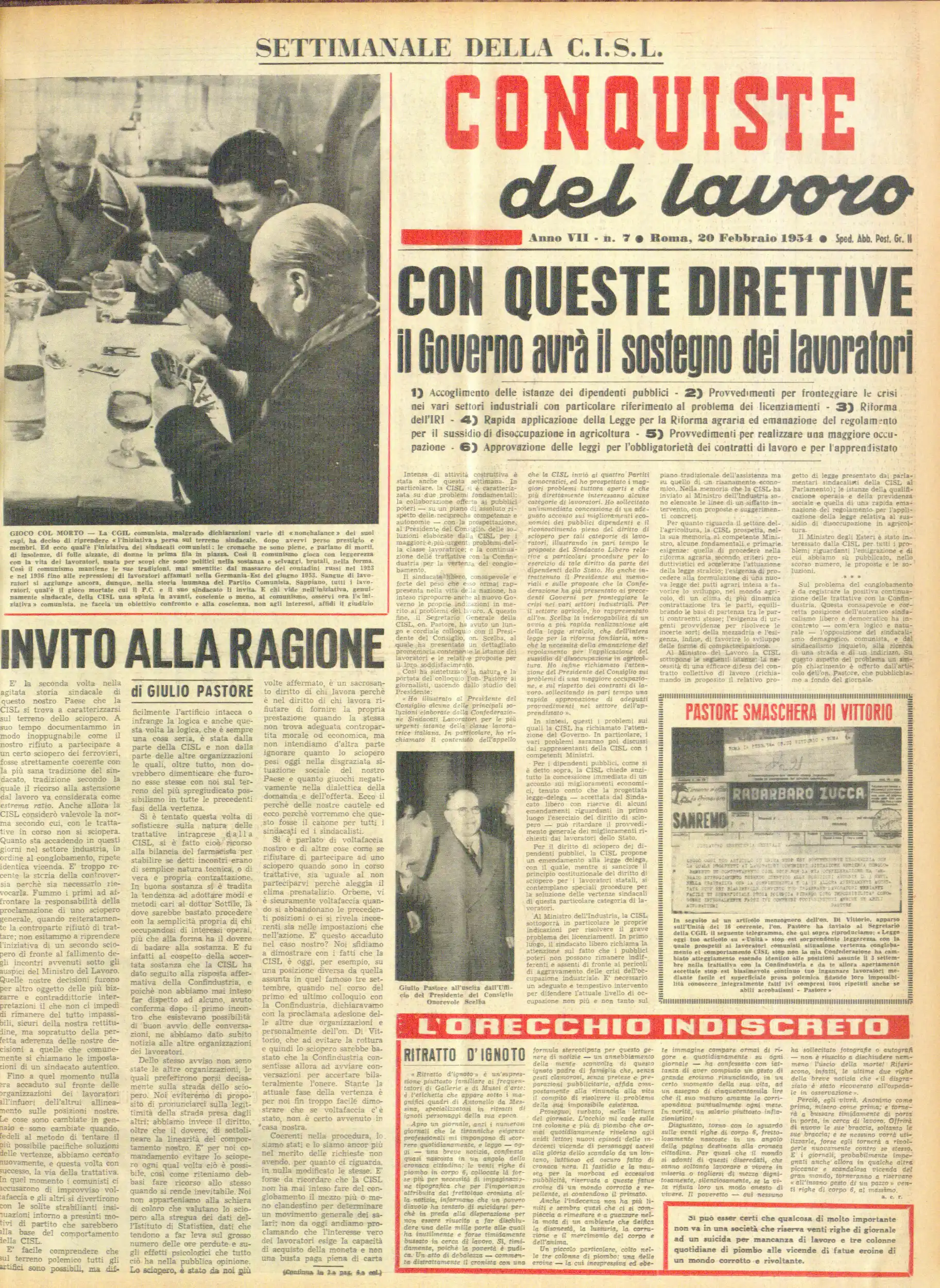 Conquiste del Lavoro del 20/02/1954 N. 7 Anno 7