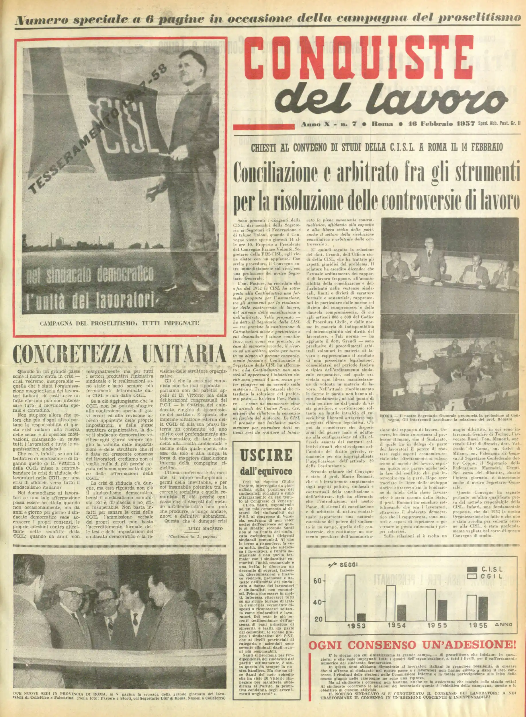 Conquiste del Lavoro del 16/02/1957 N. 7 Anno 10
