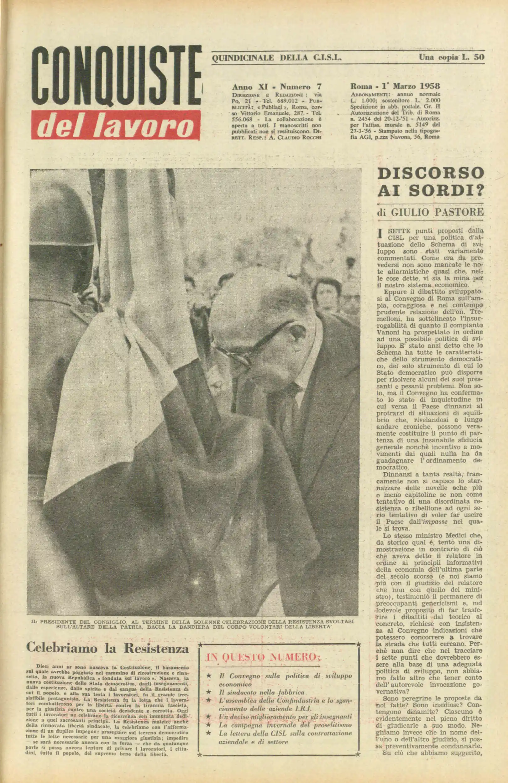 Conquiste del Lavoro del 01/03/1958 N. 7 Anno 11