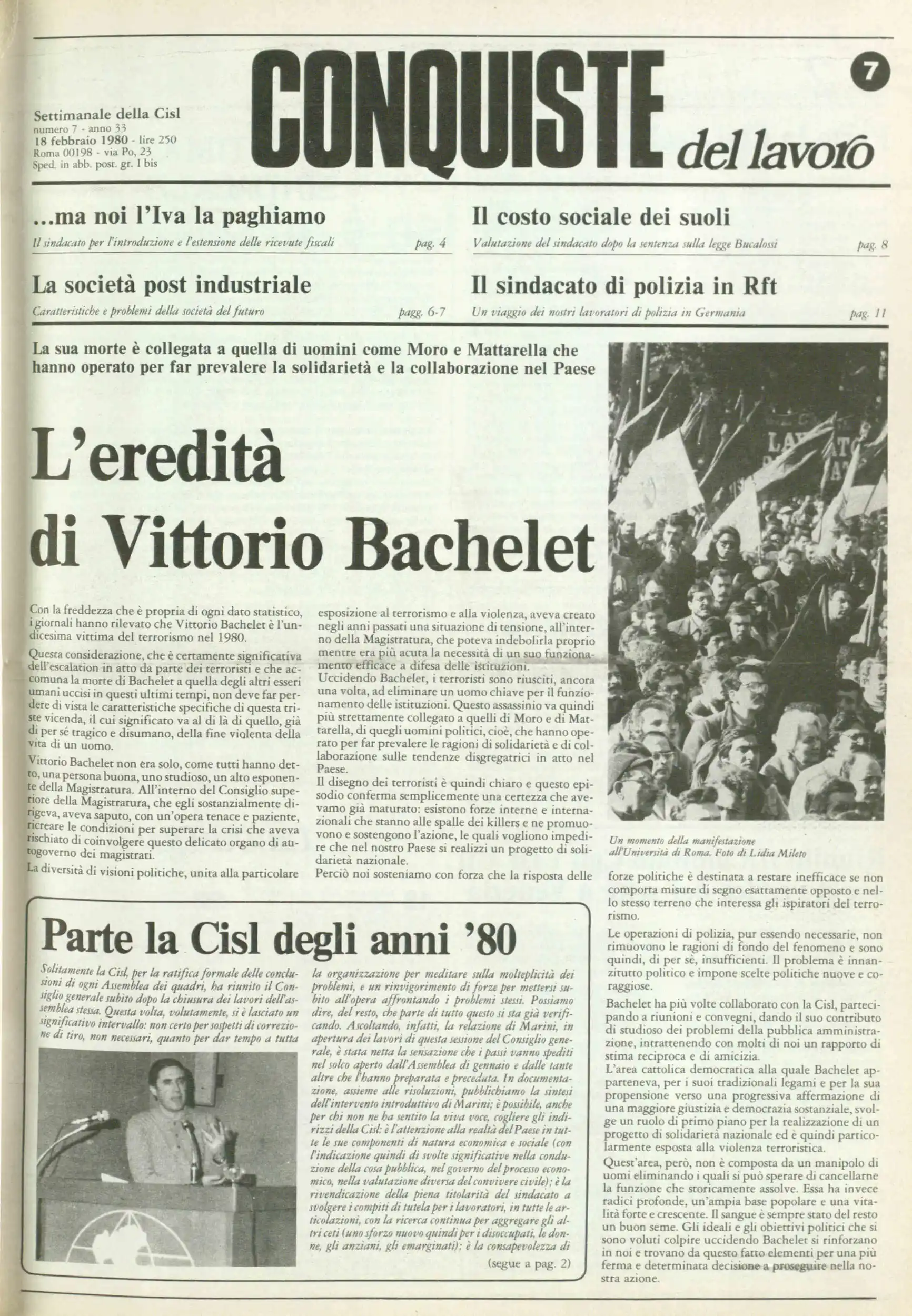 Conquiste del Lavoro del 18/02/1980 N. 7 Anno 33