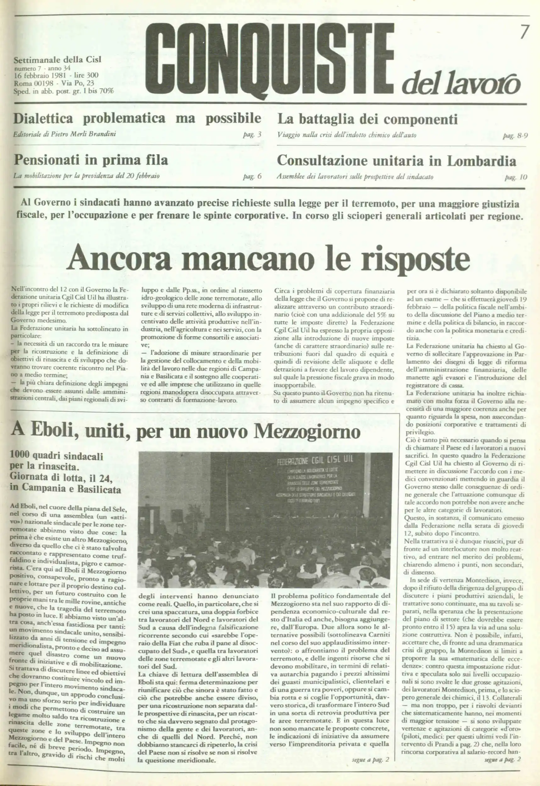 Conquiste del Lavoro del 16/02/1981 N. 7 Anno 34