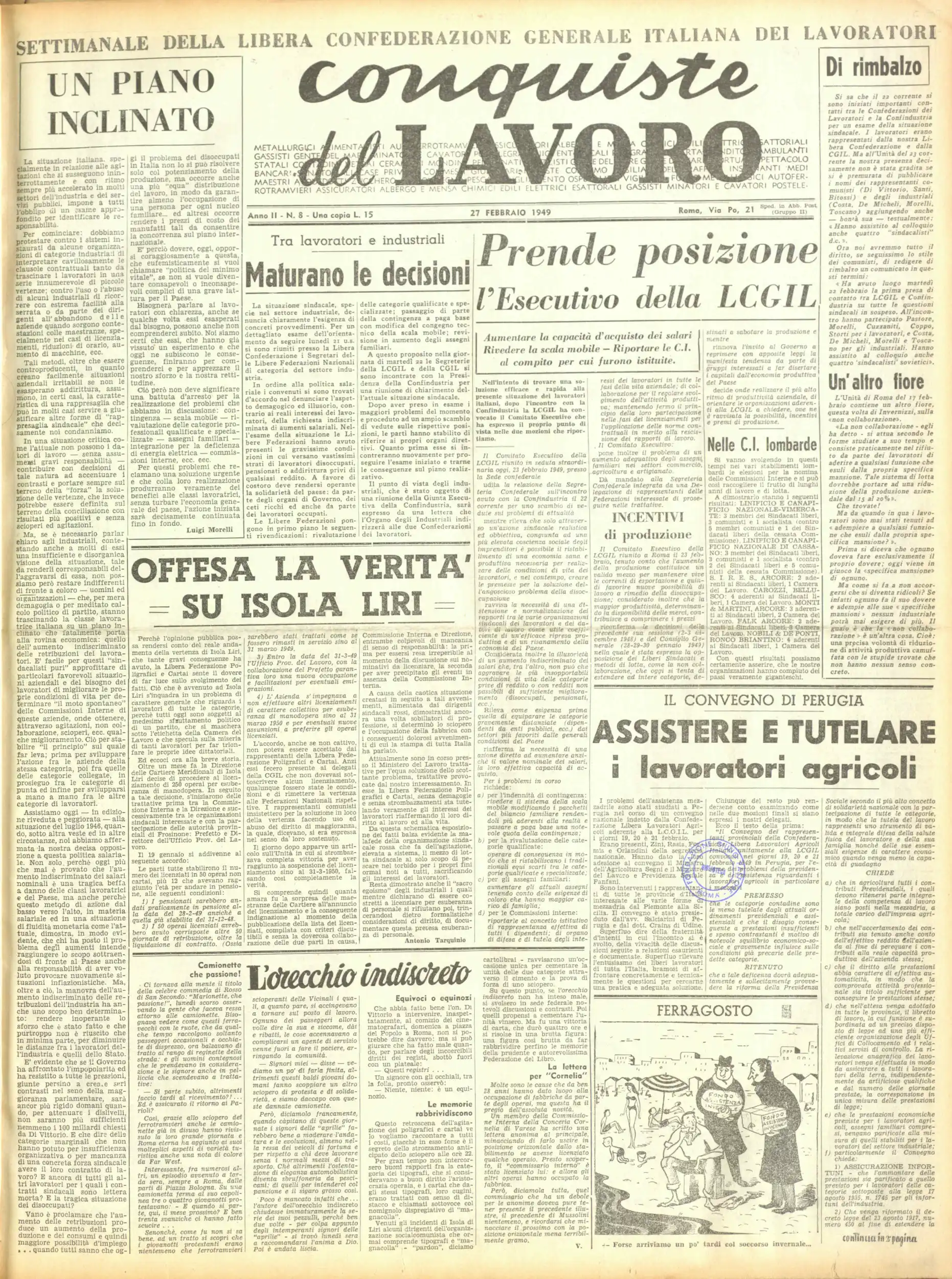 Conquiste del Lavoro del 27/02/1949 N. 8 Anno 2