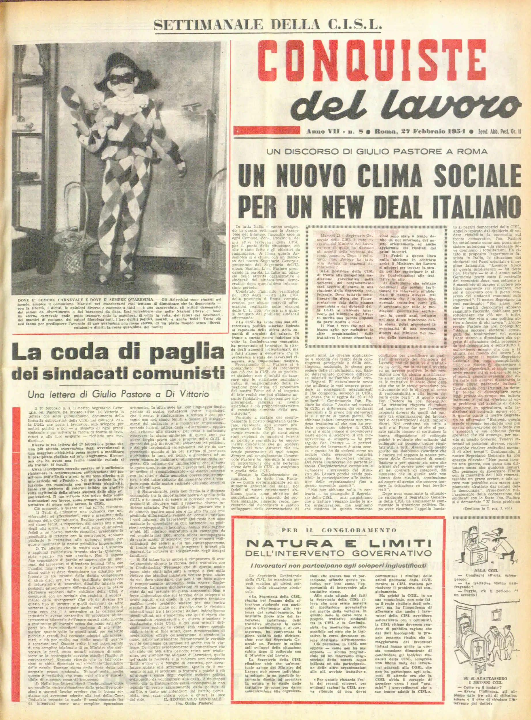 Conquiste del Lavoro del 27/02/1954 N. 8 Anno 7
