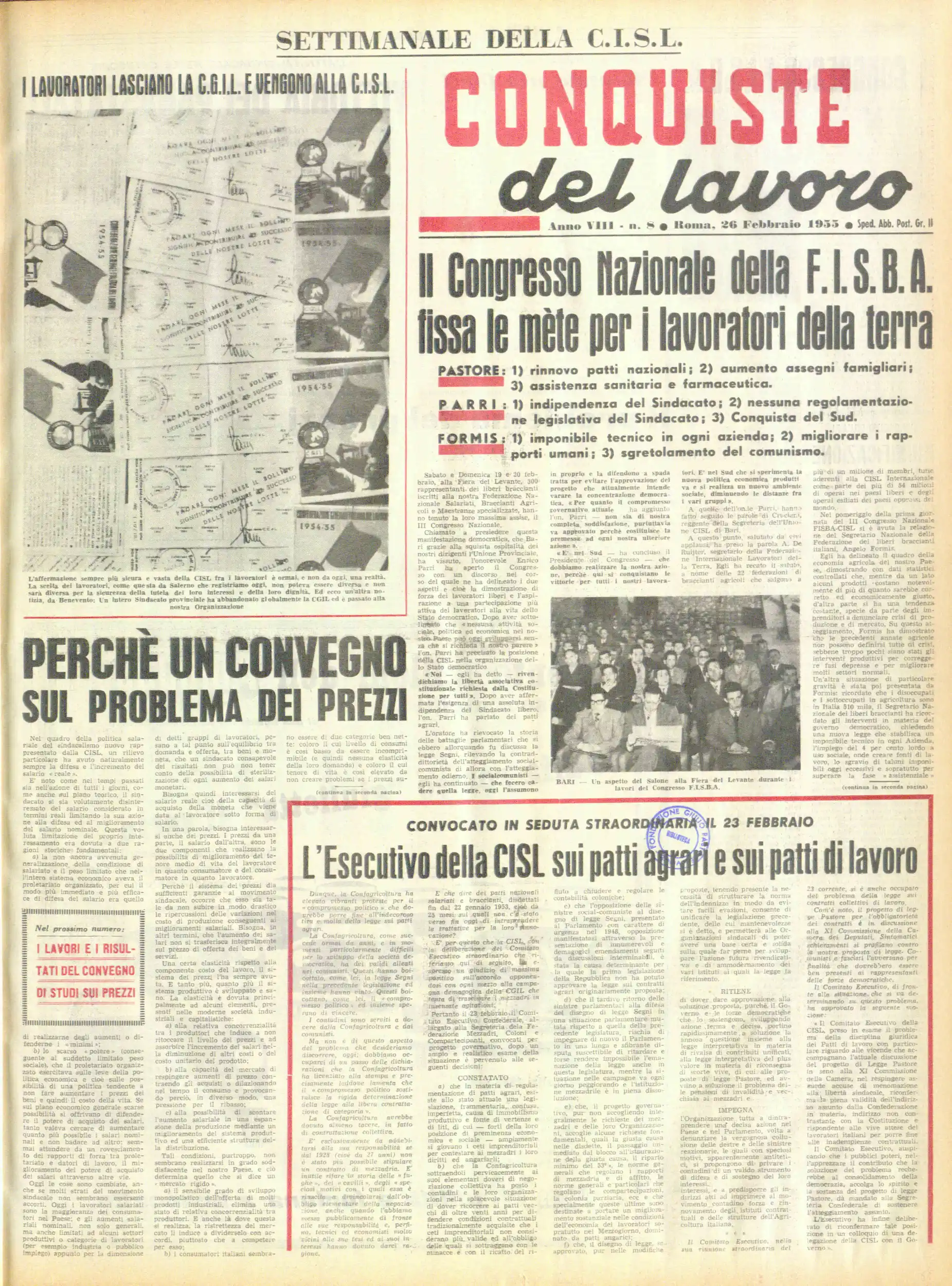 Conquiste del Lavoro del 26/02/1955 N. 8 Anno 8