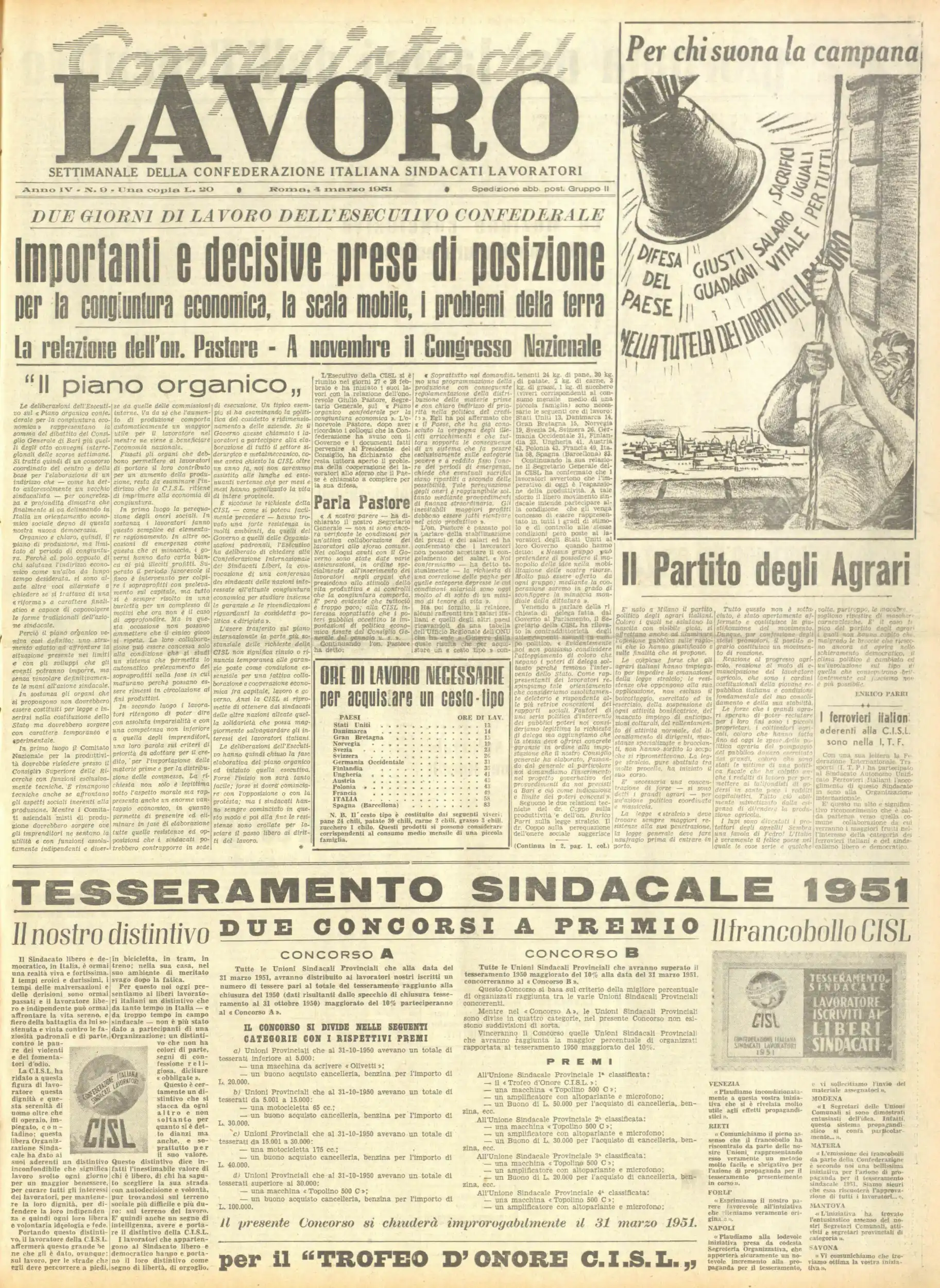 Conquiste del Lavoro del 04/03/1951 N. 9 Anno 4