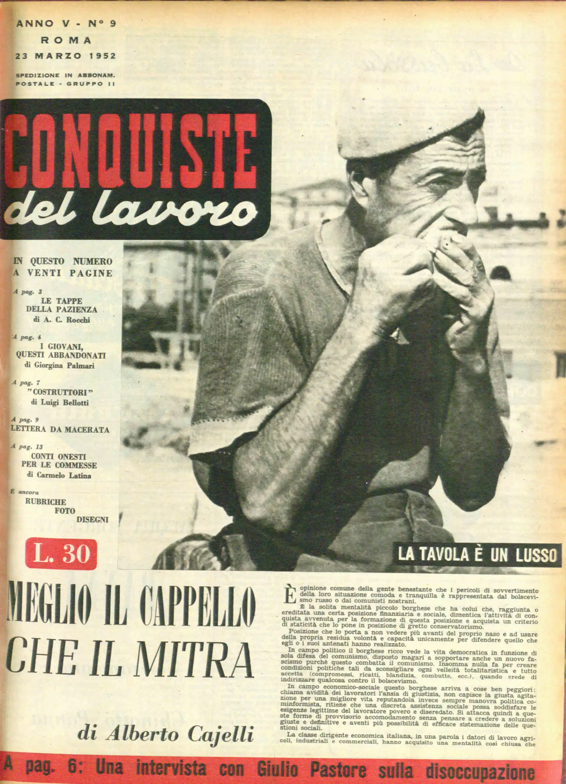 Conquiste del Lavoro del 23/03/1952 N. 9 Anno 5
