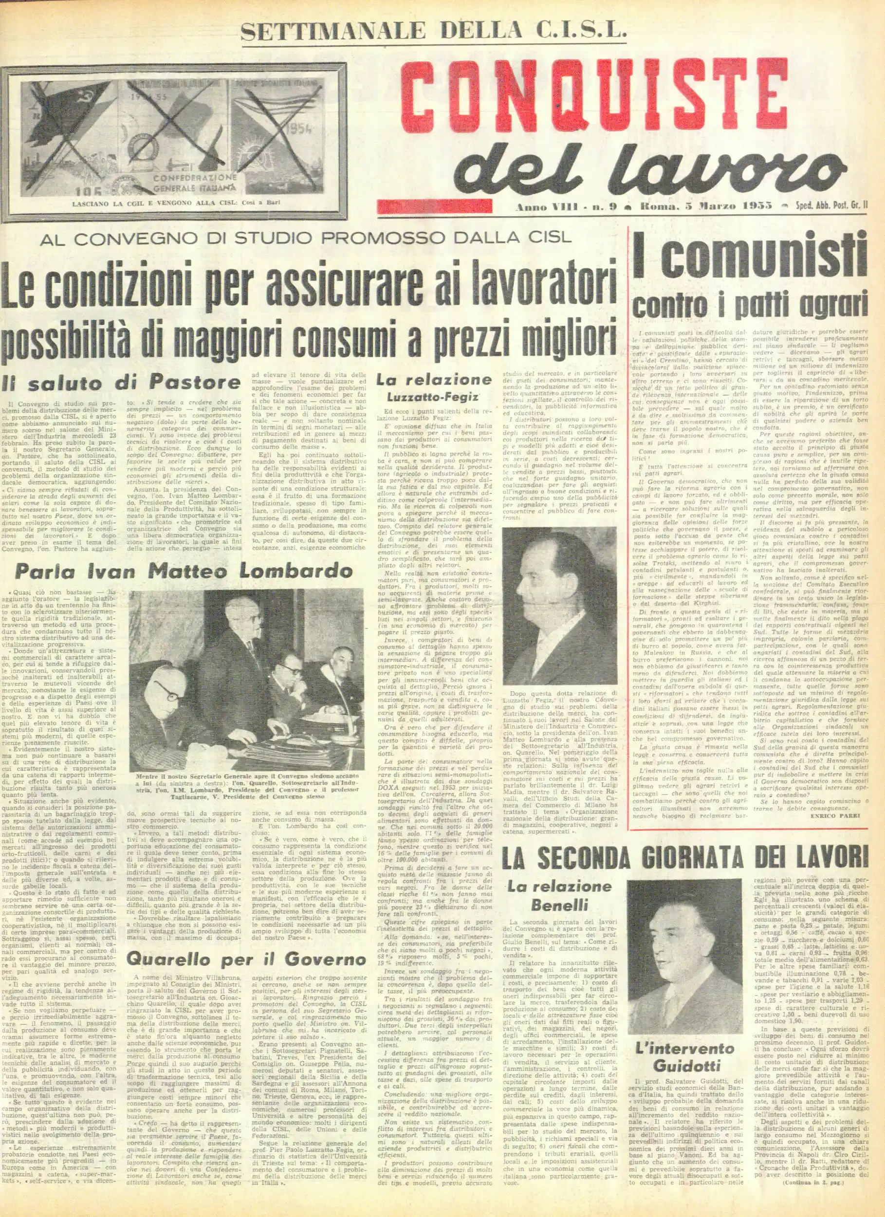 Conquiste del Lavoro del 05/03/1955 N. 9 Anno 8