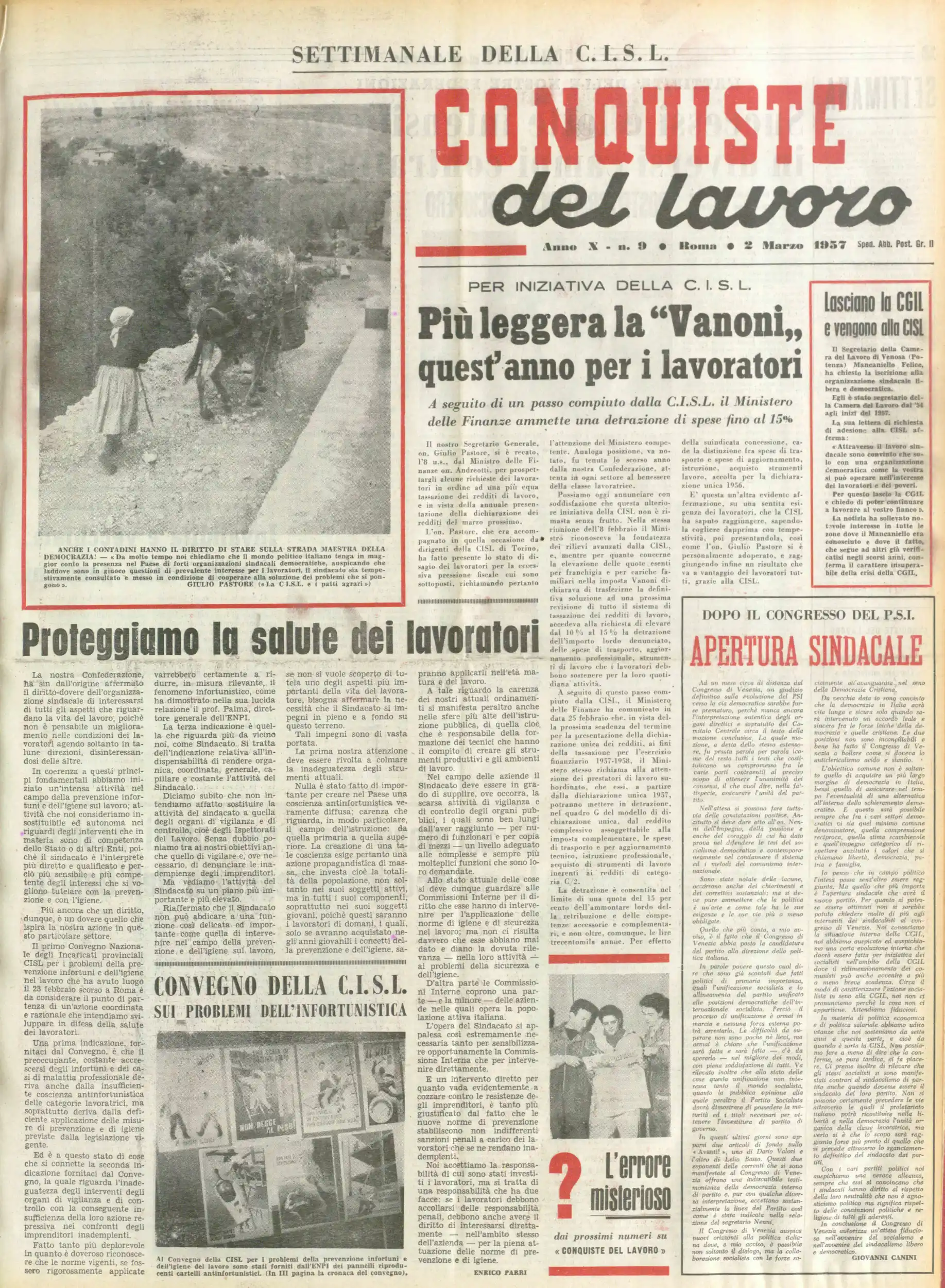 Conquiste del Lavoro del 02/03/1957 N. 9 Anno 10