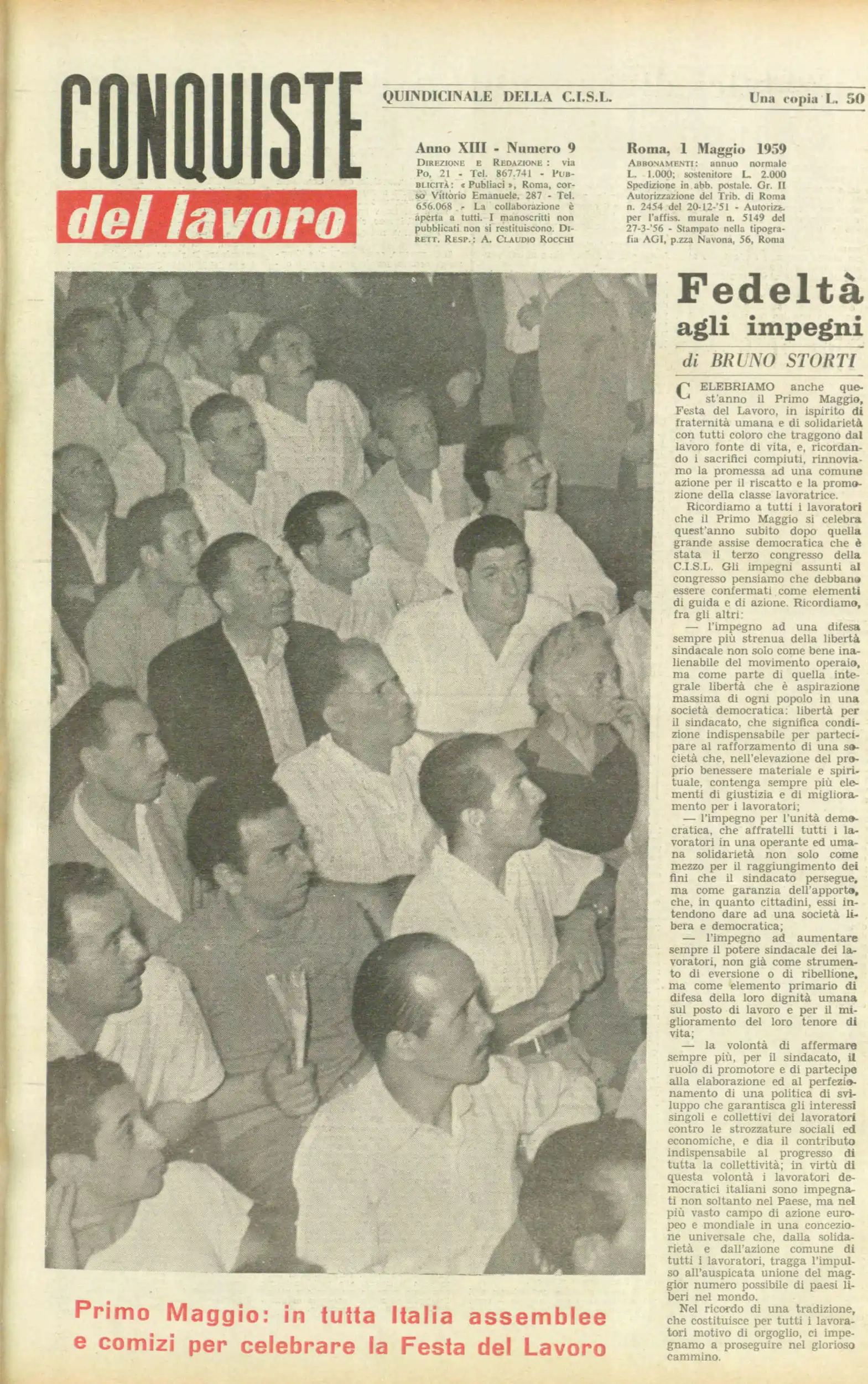 Conquiste del Lavoro del 01/05/1959 N. 9 Anno 12