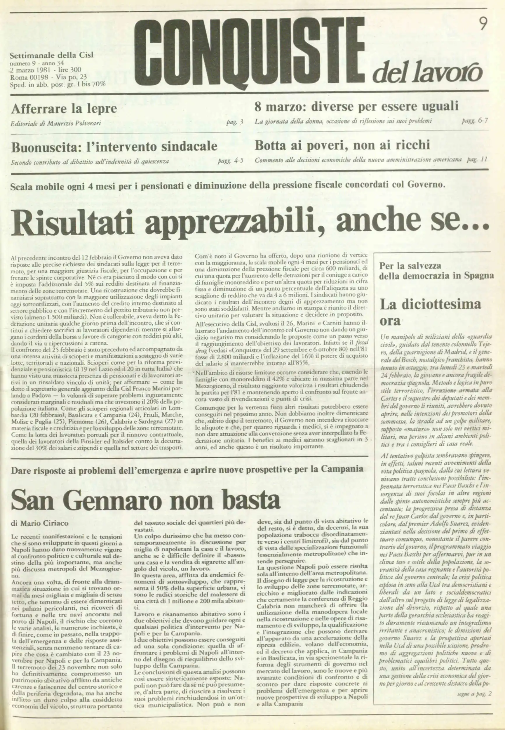 Conquiste del Lavoro del 02/03/1981 N. 9 Anno 34