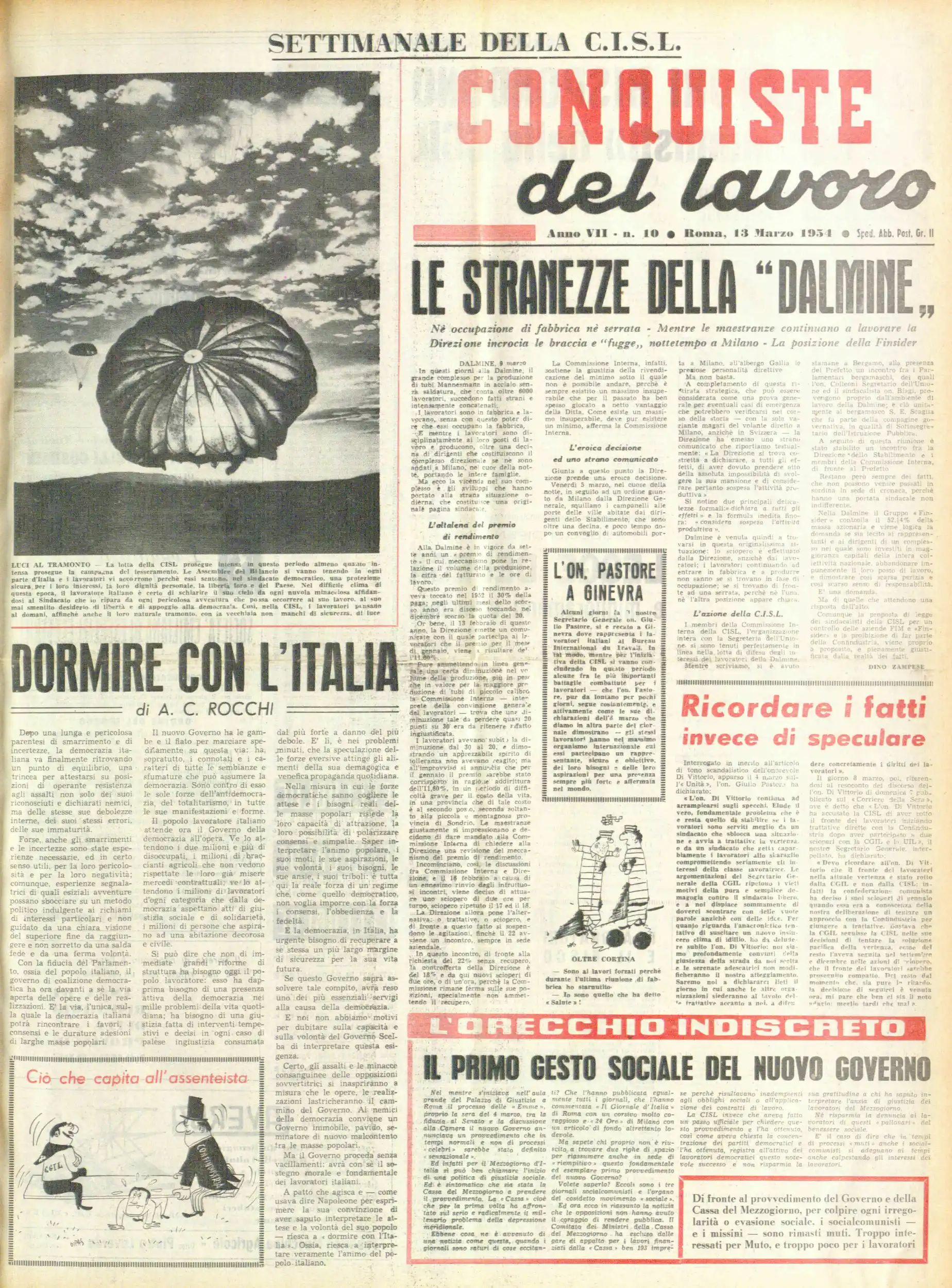 Conquiste del Lavoro del 13/03/1954 N. 10 Anno 7