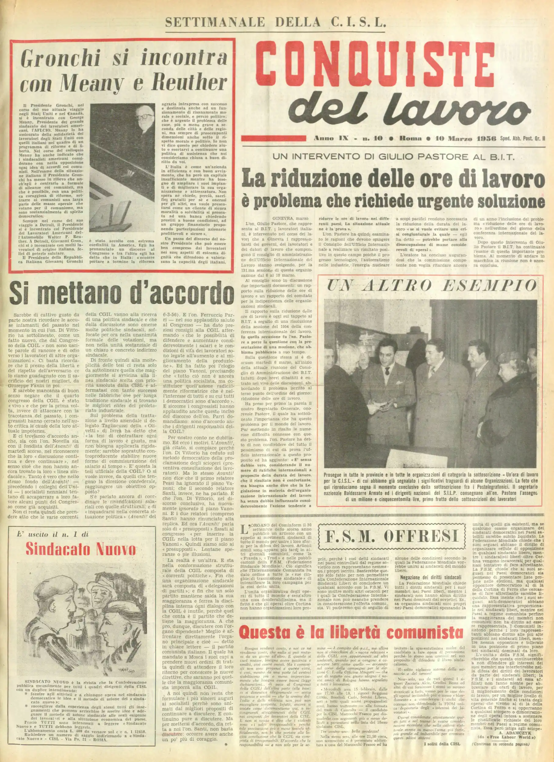 Conquiste del Lavoro del 10/03/1956 N. 10 Anno 9