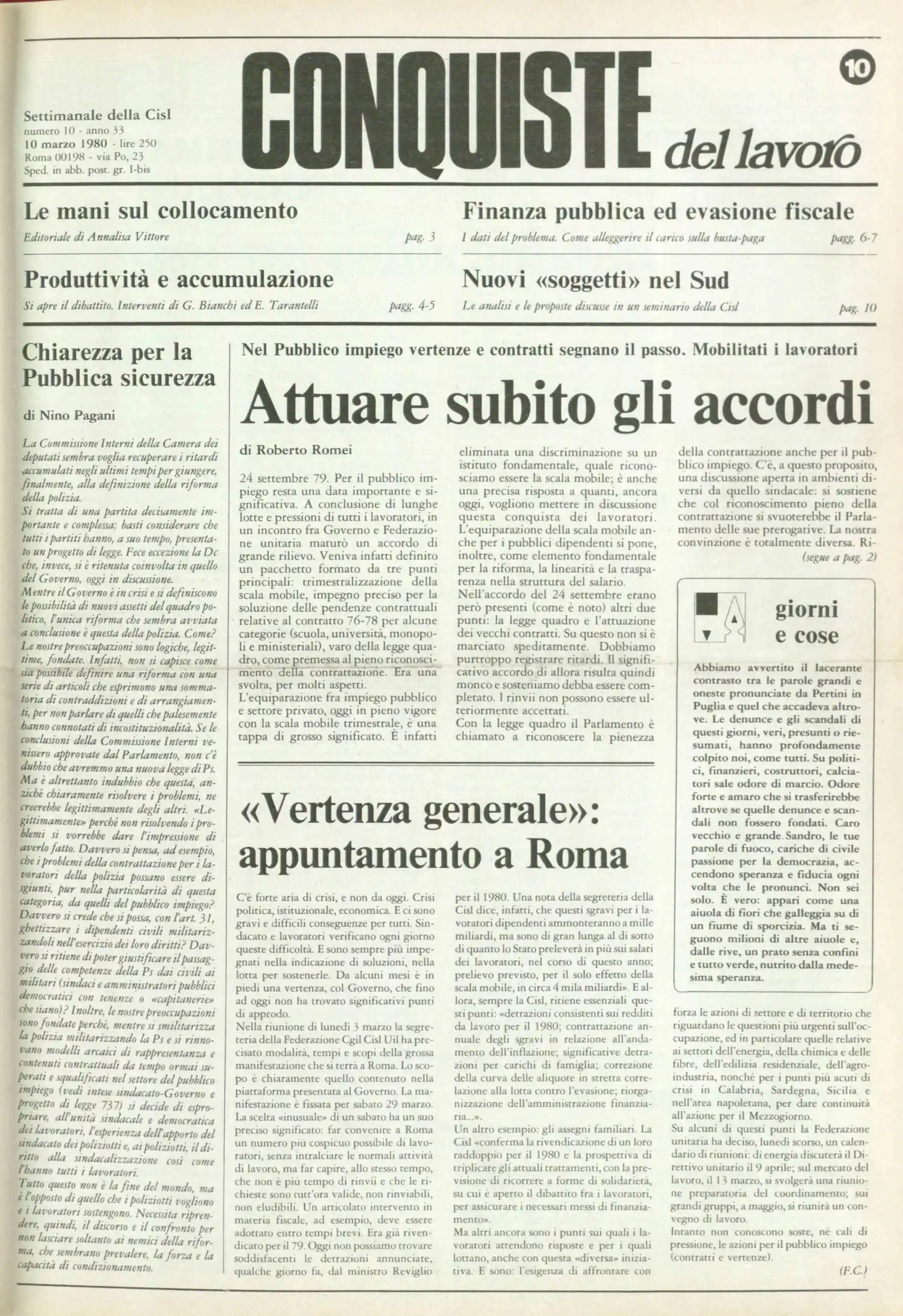 Conquiste del Lavoro del 10/03/1980 N. 10 Anno 33