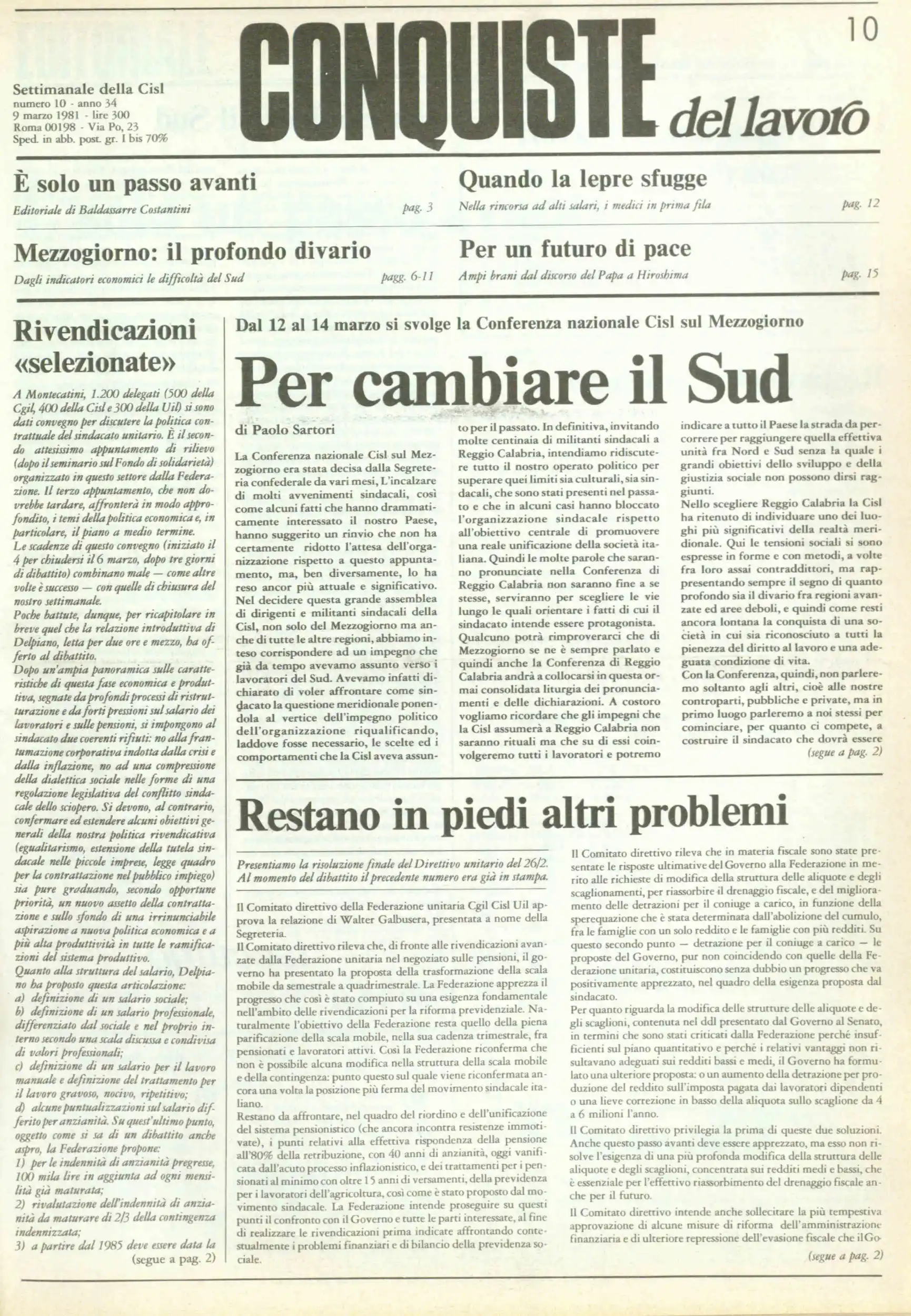 Conquiste del Lavoro del 09/03/1981 N. 10 Anno 34