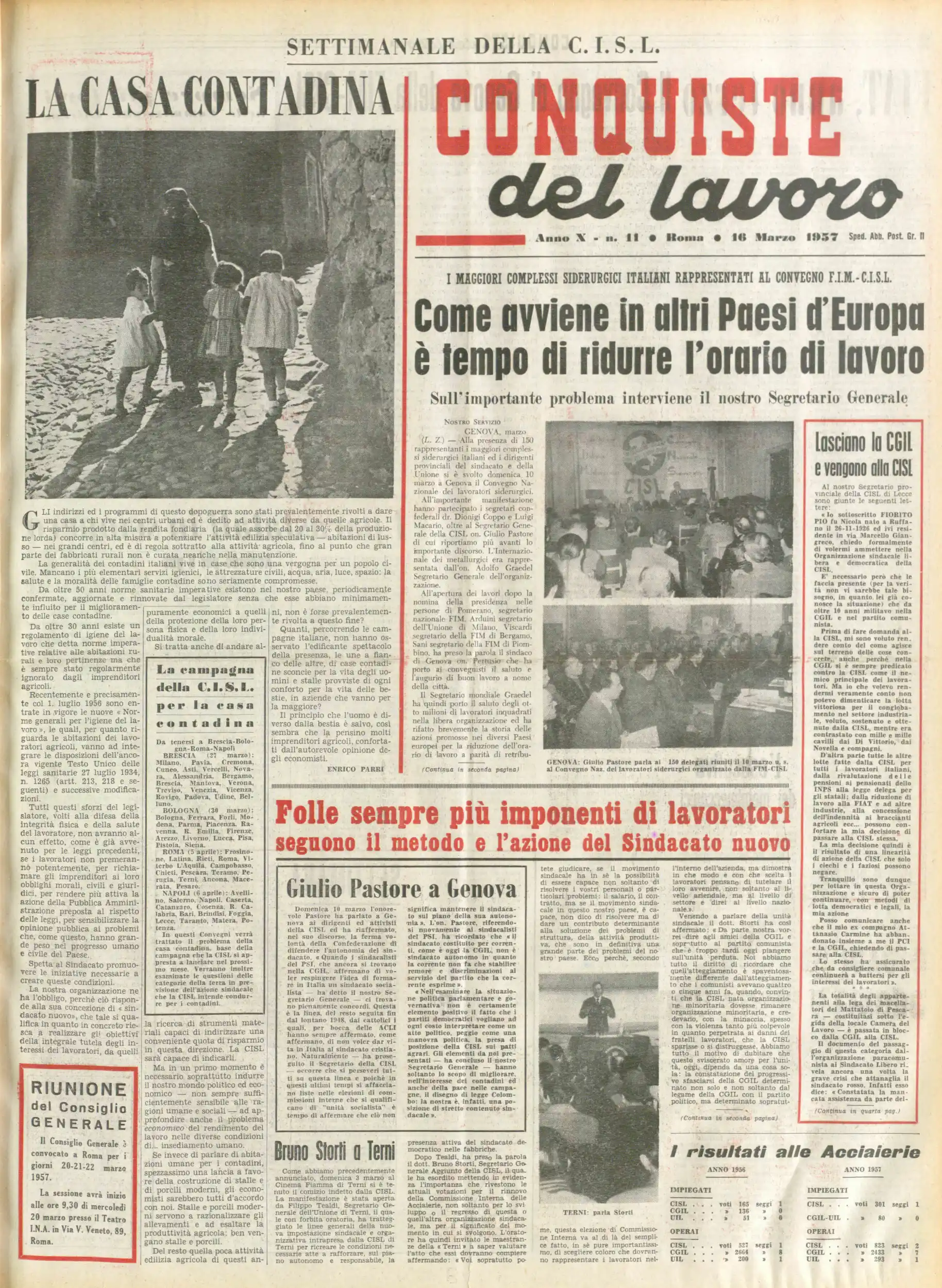 Conquiste del Lavoro del 16/03/1957 N. 11 Anno 10