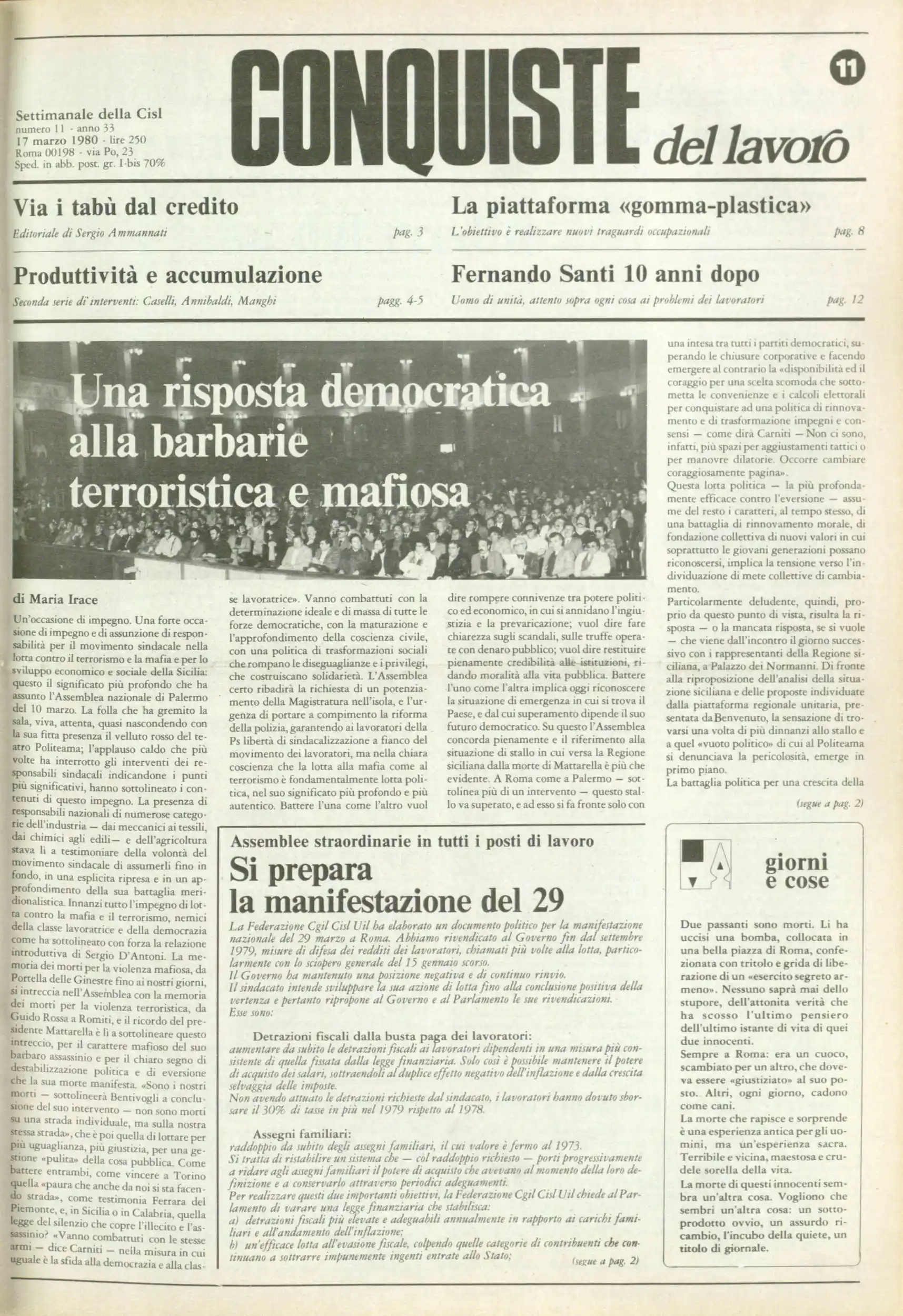Conquiste del Lavoro del 17/03/1980 N. 11 Anno 33