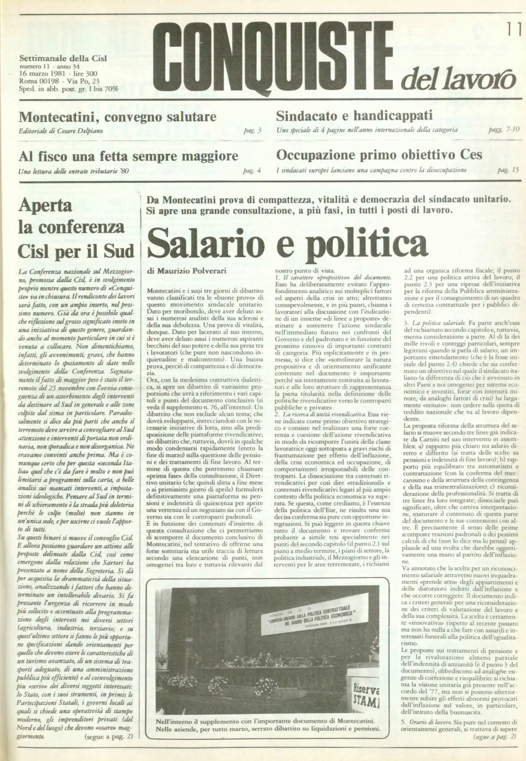 Conquiste del Lavoro del 16/03/1981 N. 11 Anno 34