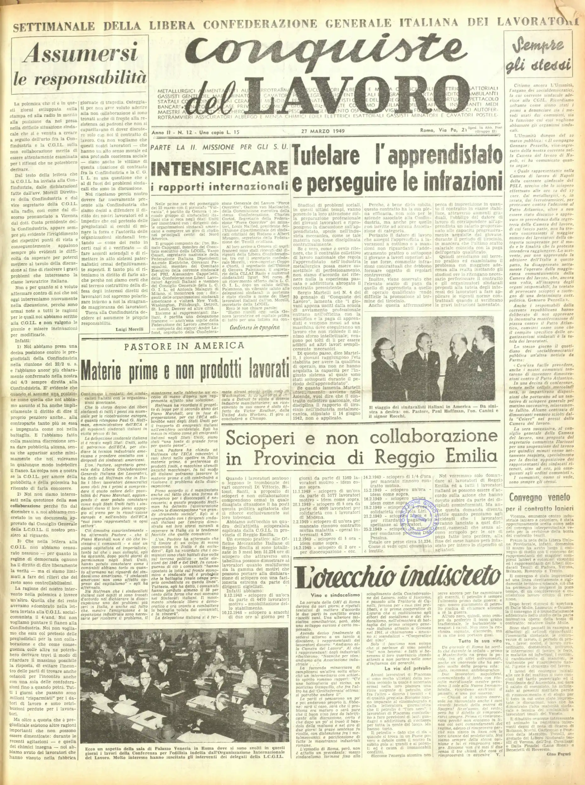 Conquiste del Lavoro del 27/03/1949 N. 12 Anno 2