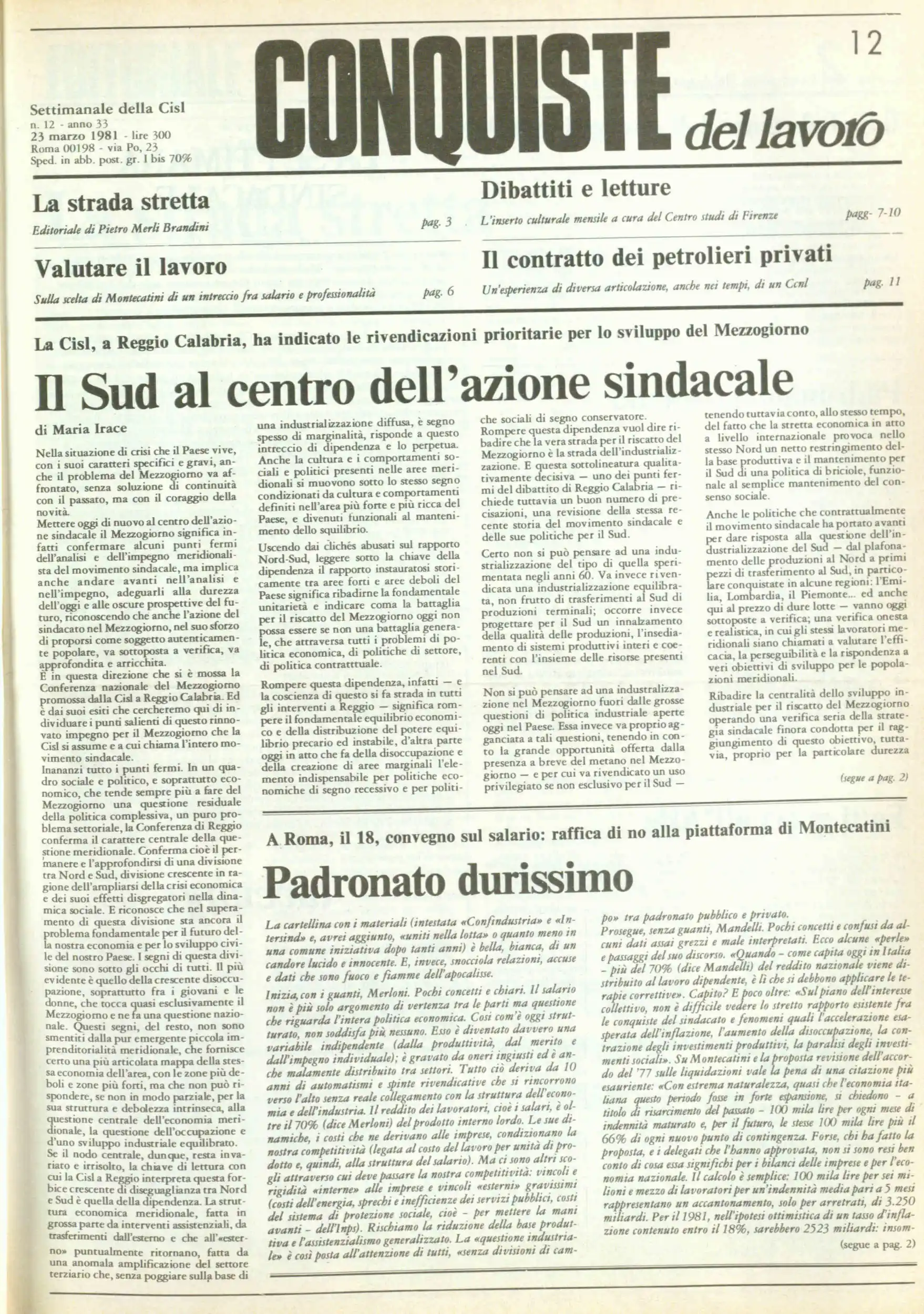 Conquiste del Lavoro del 23/03/1981 N. 12 Anno 34