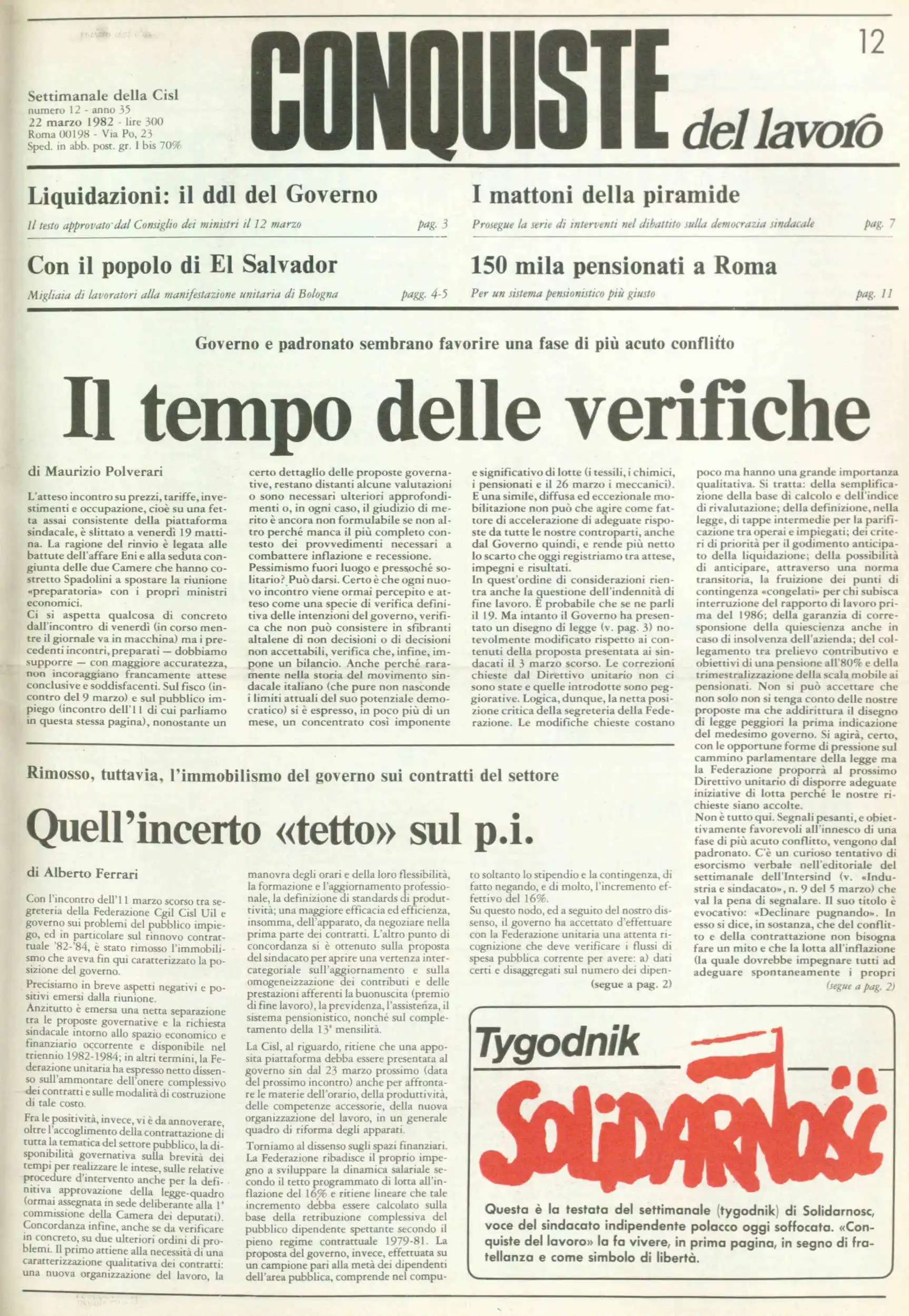 Conquiste del Lavoro del 22/03/1982 N. 12 Anno 35