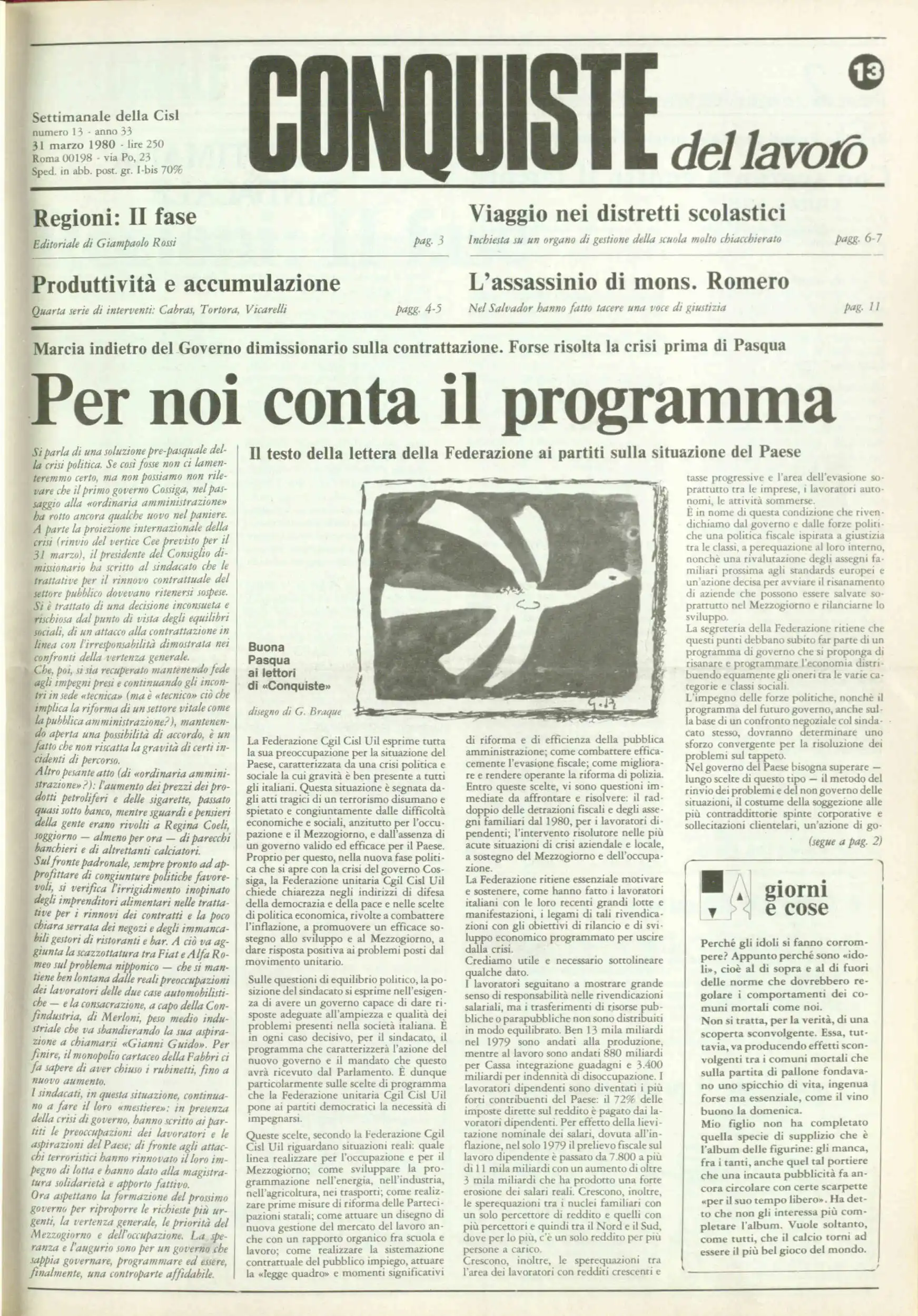 Conquiste del Lavoro del 31/03/1980 N. 13 Anno 33