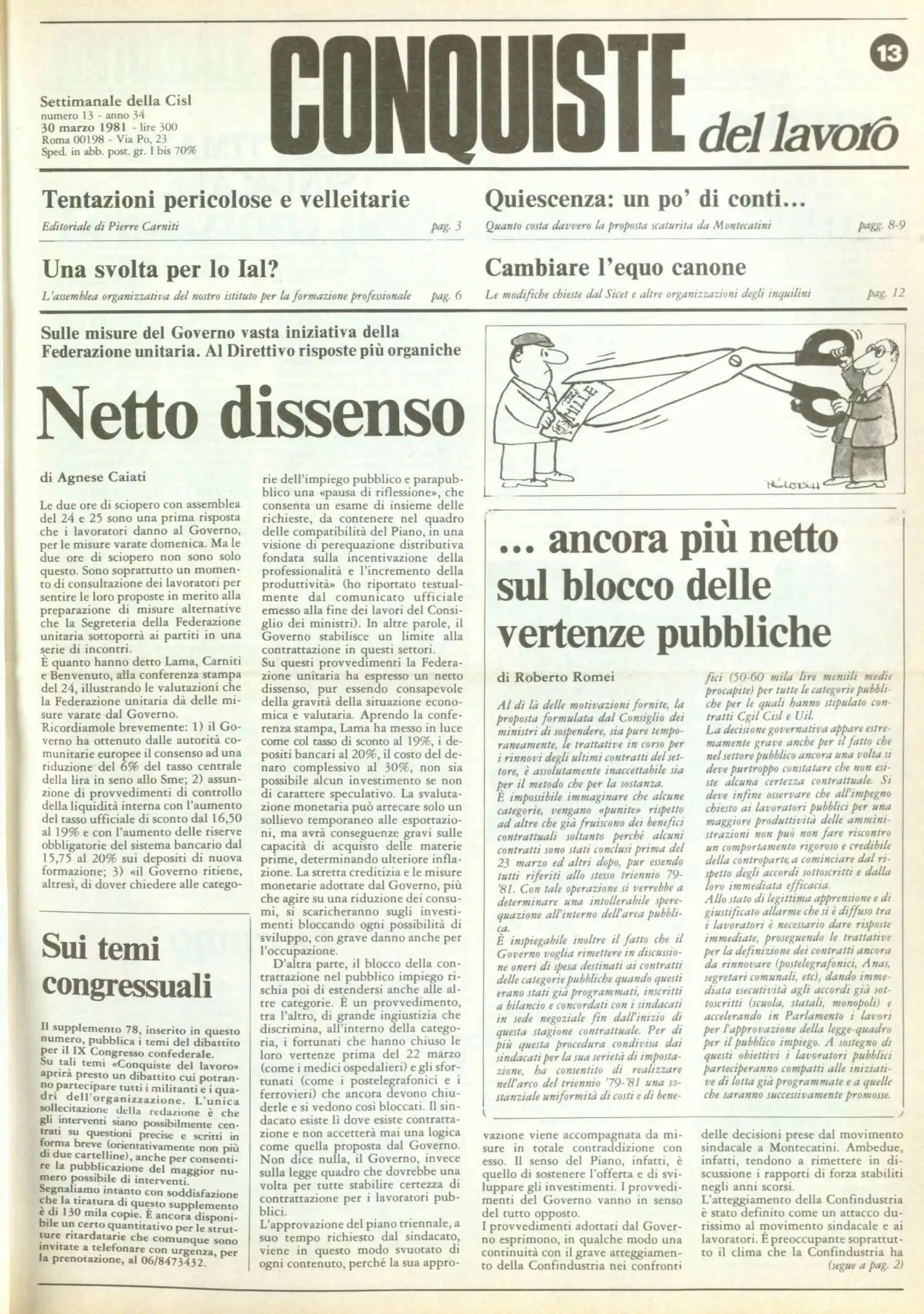 Conquiste del Lavoro del 30/03/1981 N. 13 Anno 34