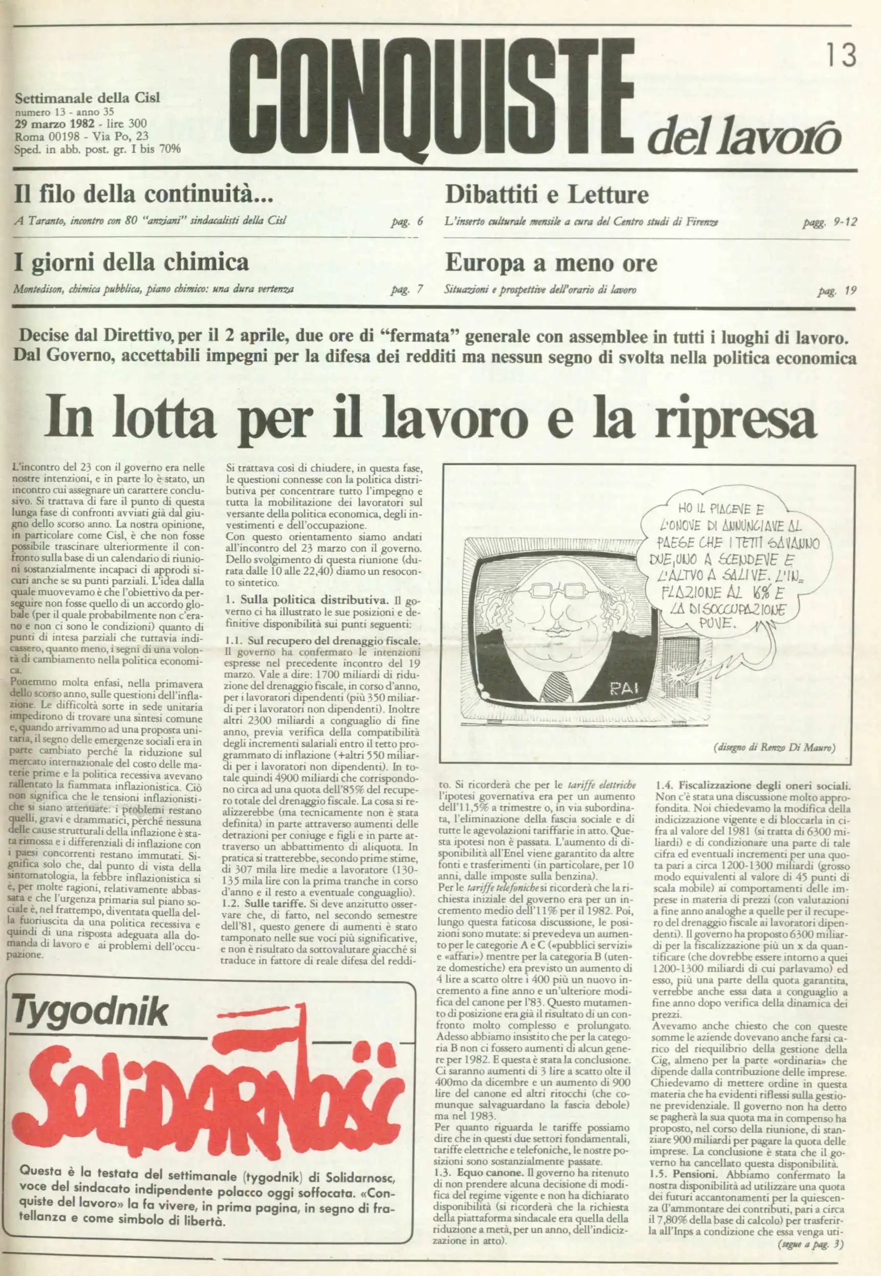 Conquiste del Lavoro del 29/03/1982 N. 13 Anno 35