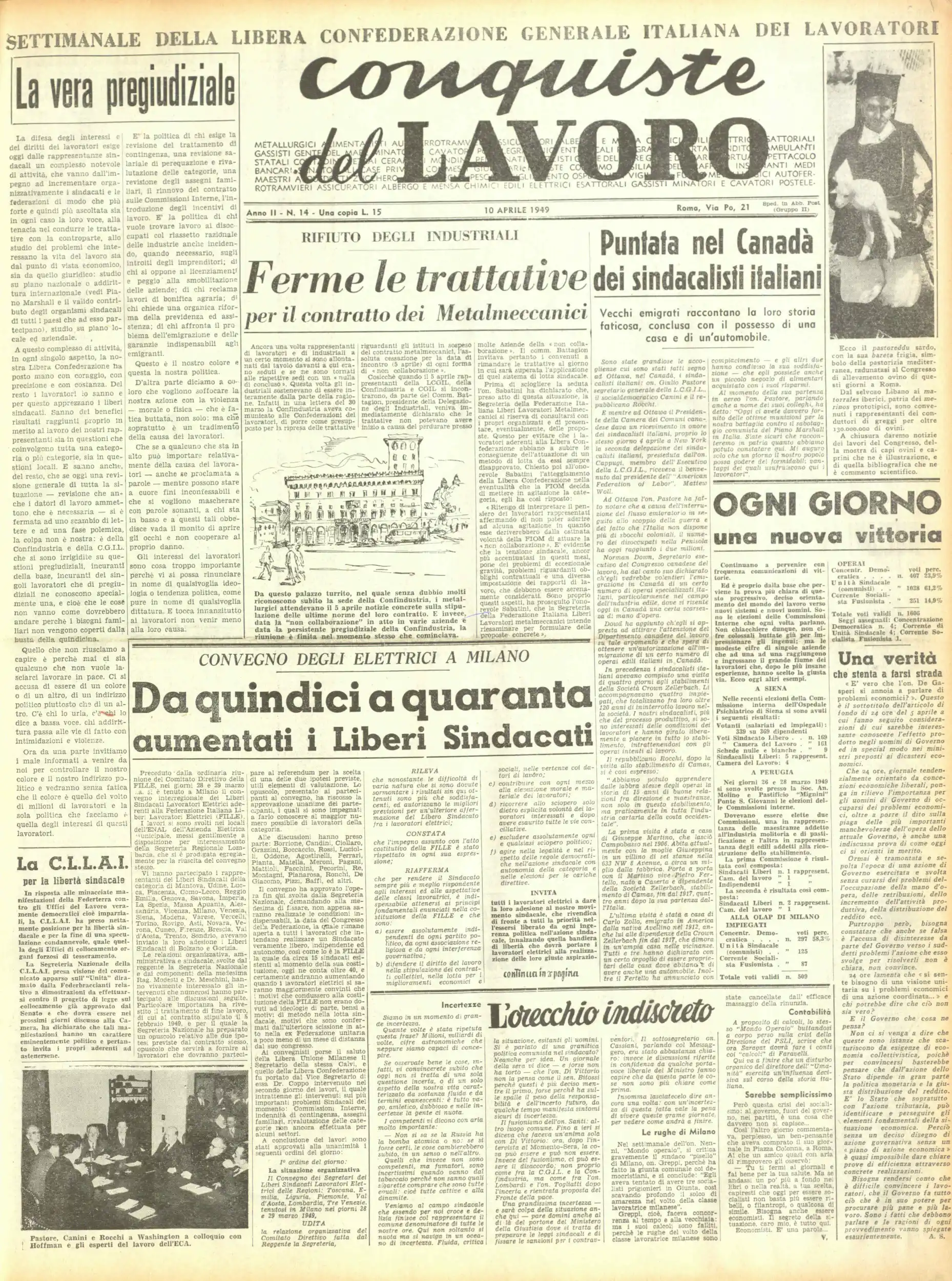 Conquiste del Lavoro del 10/04/1949 N. 14 Anno 2