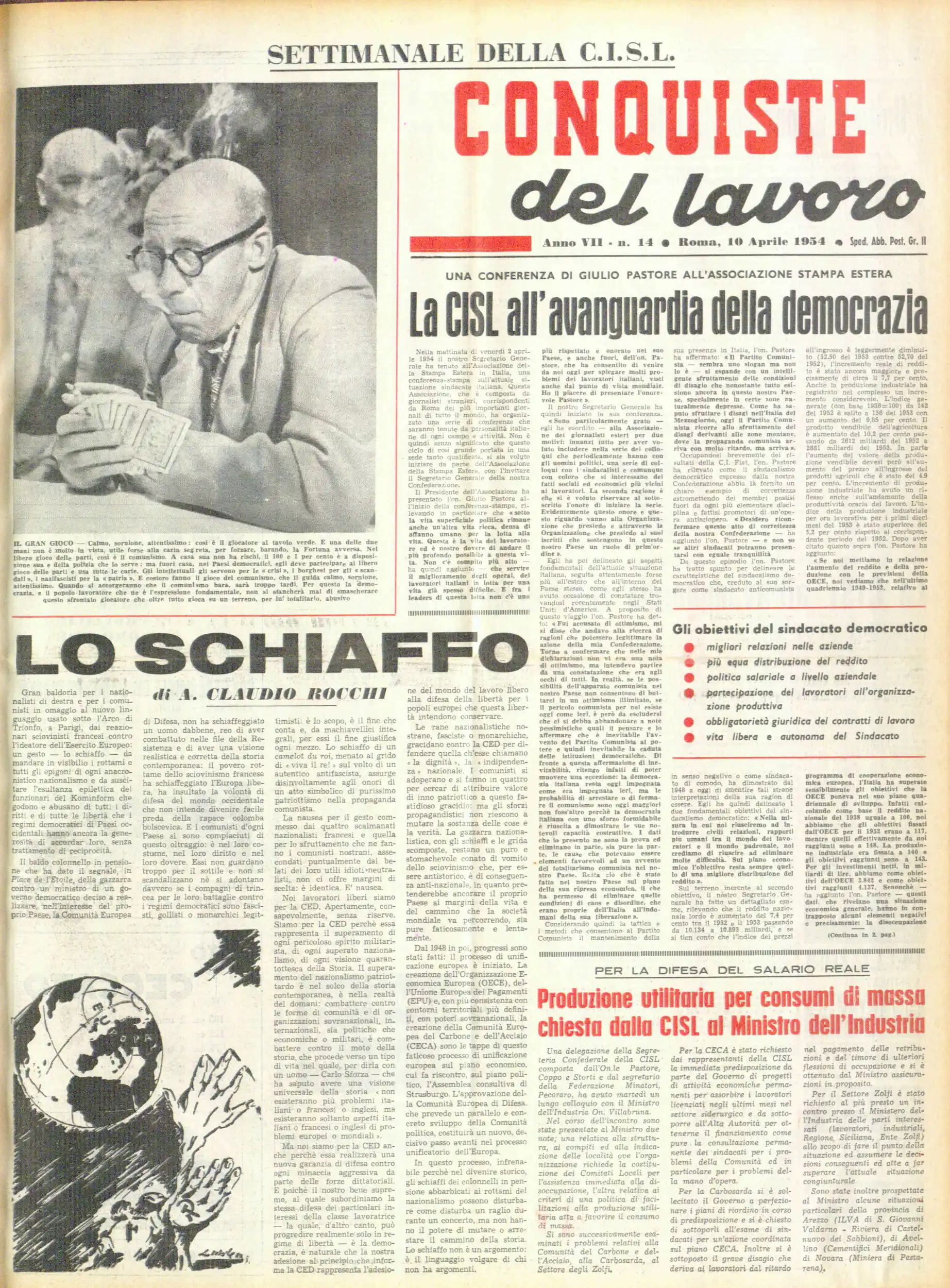Conquiste del Lavoro del 10/04/1954 N. 14 Anno 7