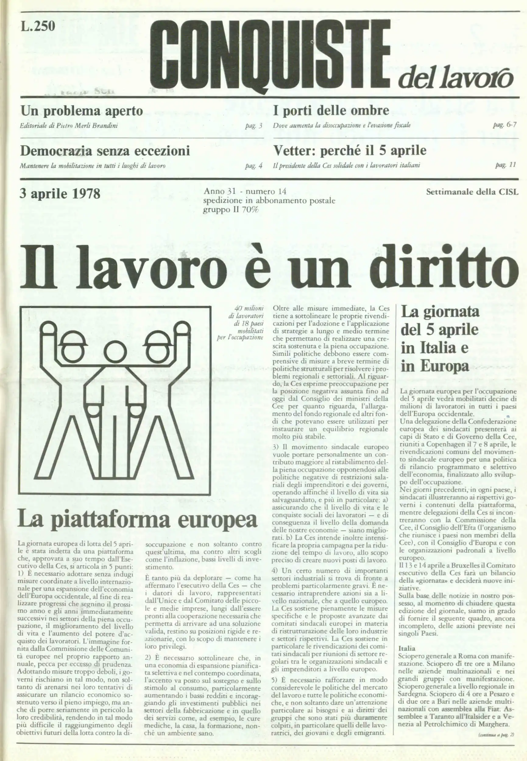 Conquiste del Lavoro del 03/04/1978 N. 14 Anno 31
